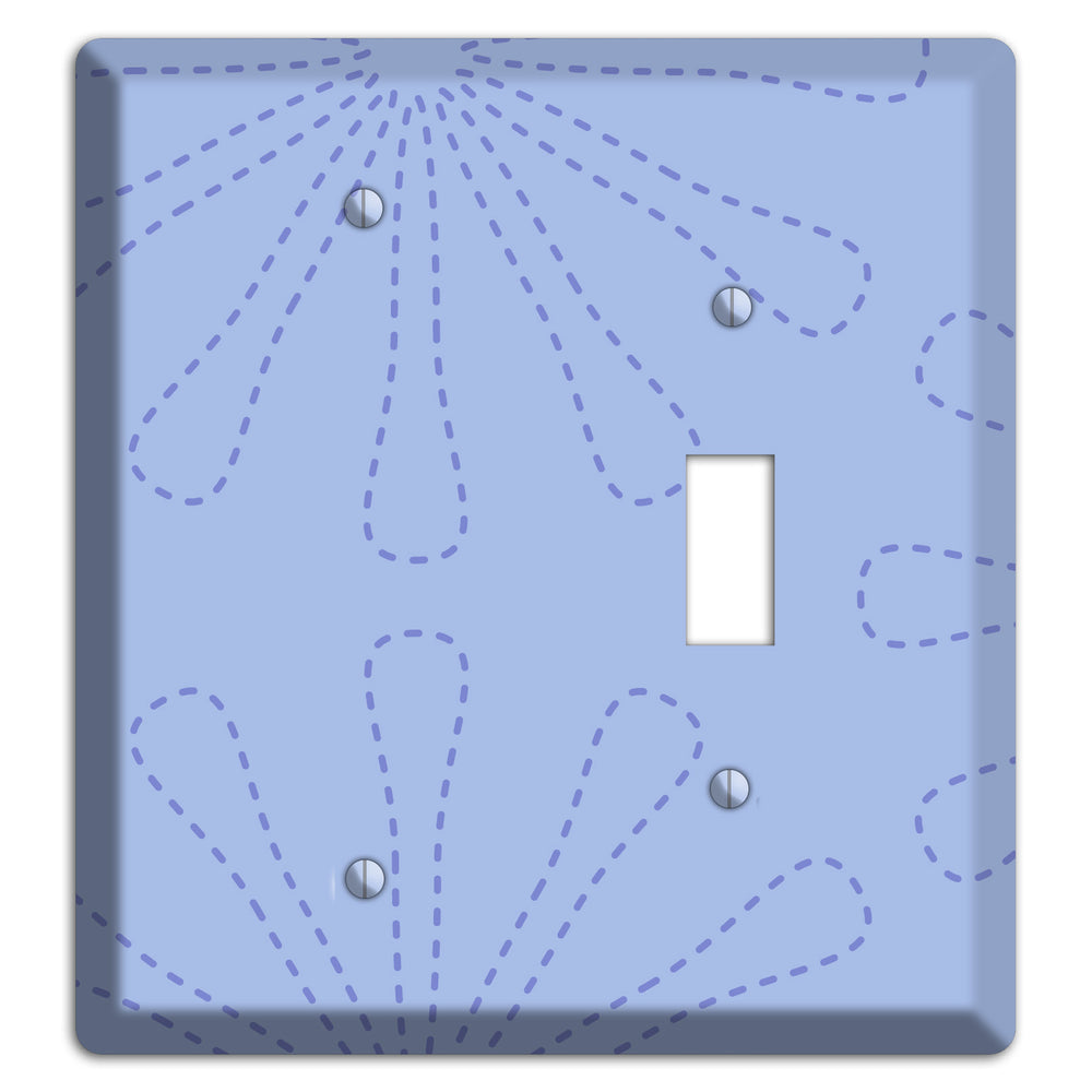 Periwinkle Retro Stipple Floral Contour Blank / Toggle Wallplate