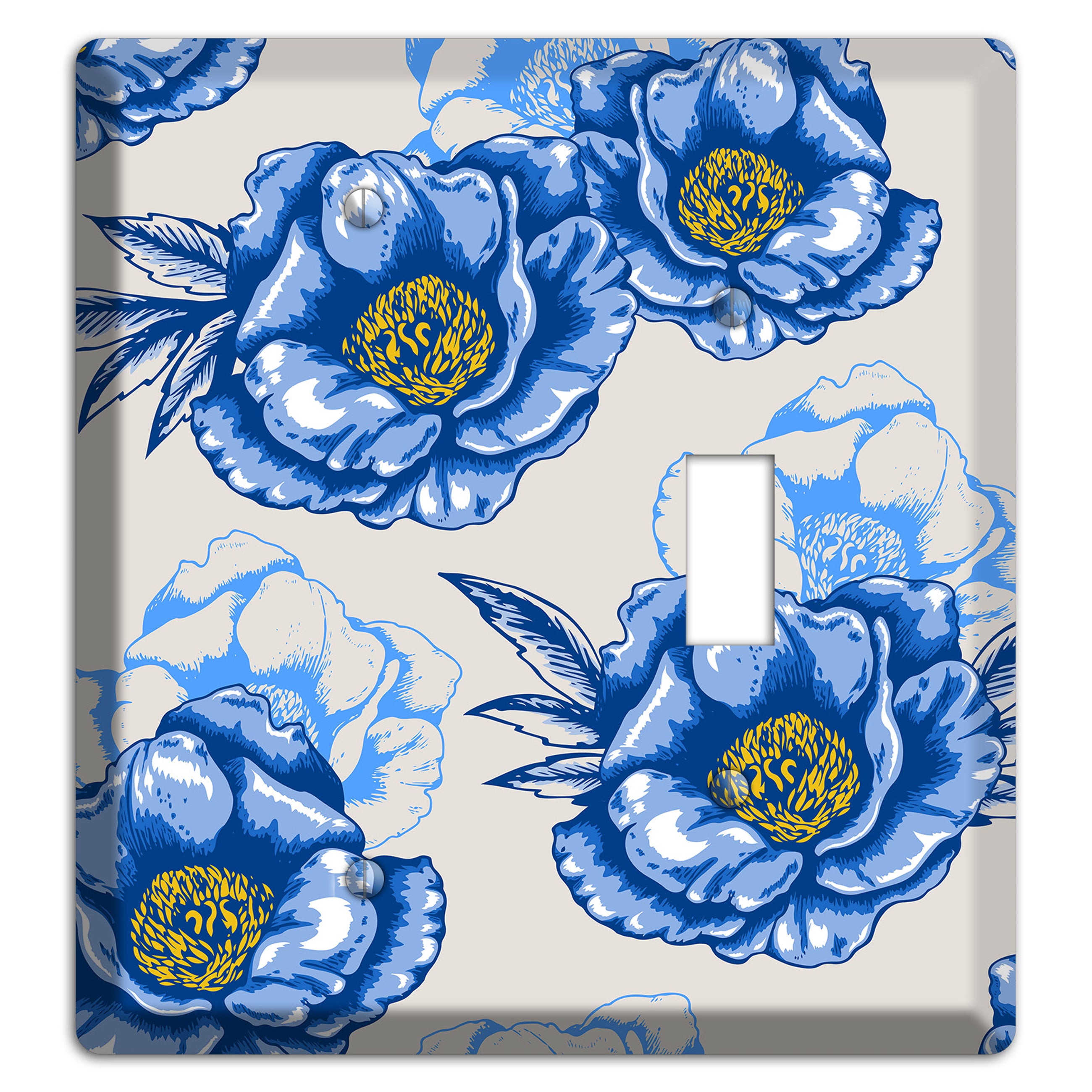 Blue Peony Blank / Toggle Wallplate