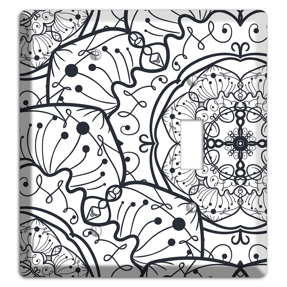 Mandala Black and White Style M Cover Plates Blank / Toggle Wallplate