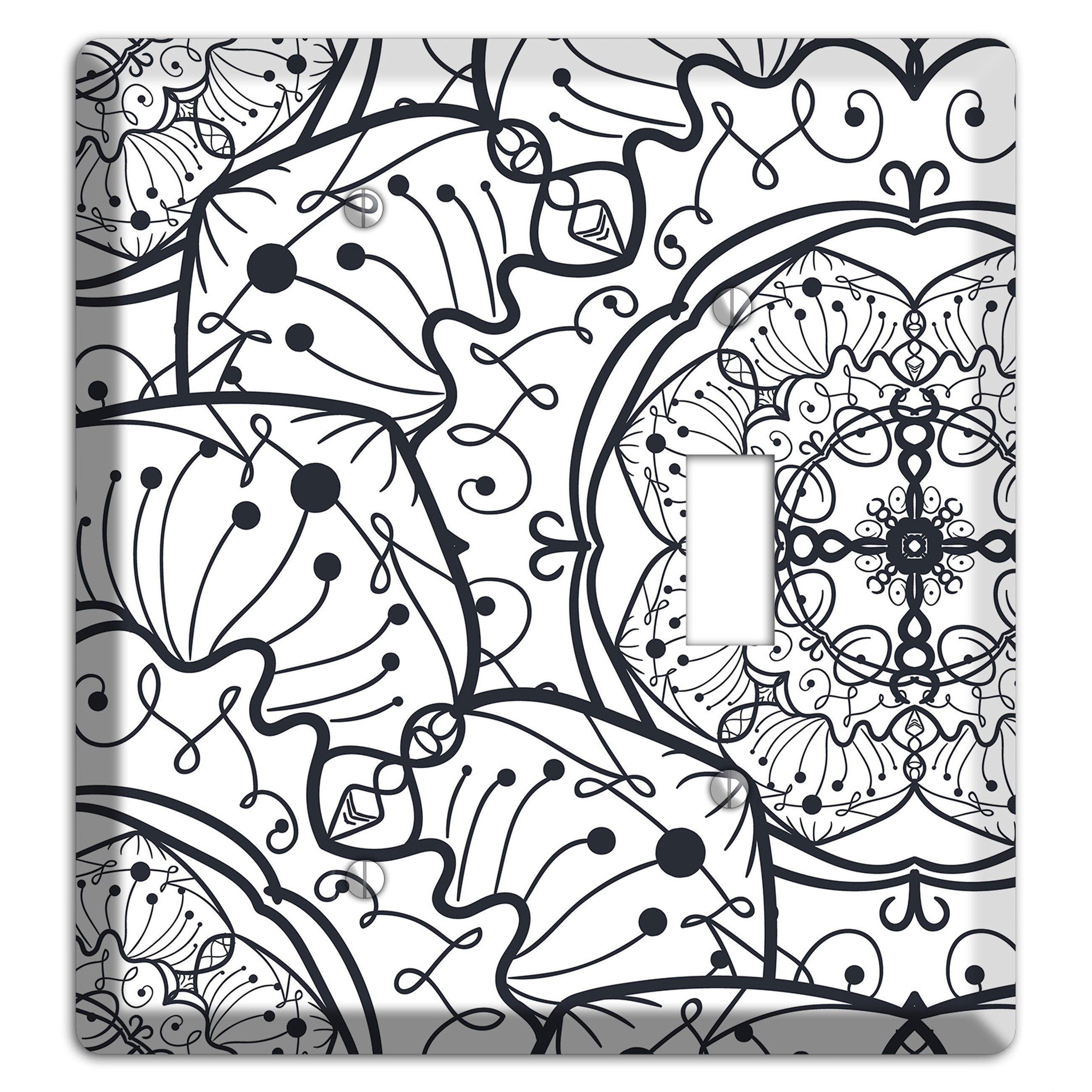 Mandala Black and White Style M Cover Plates Blank / Toggle Wallplate