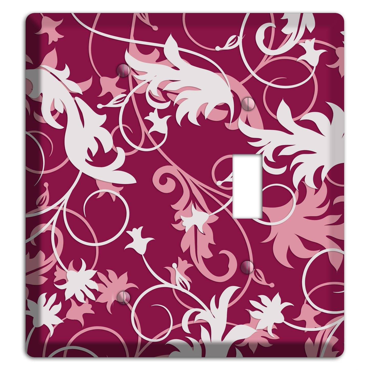 Fuschia and Pink Victorian Sprig Blank / Toggle Wallplate