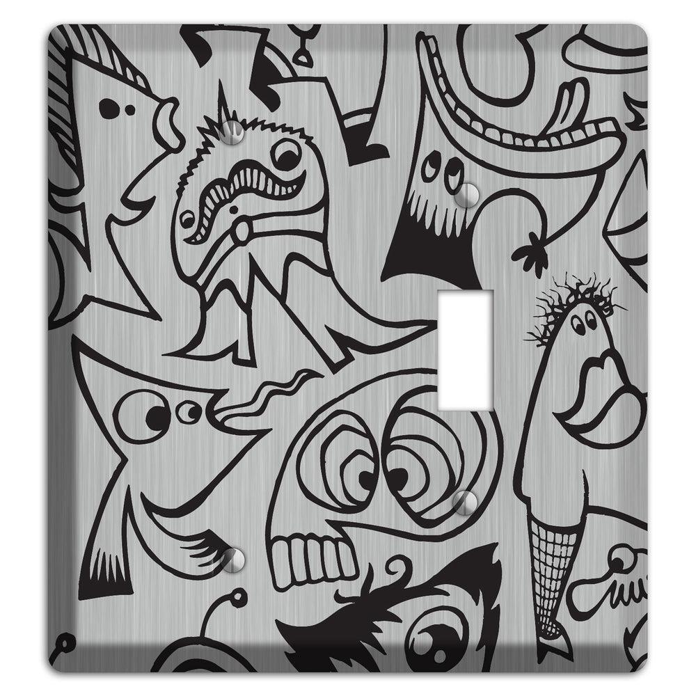 Whimsical Faces 2 Stainless Steel Blank / Toggle Wallplate