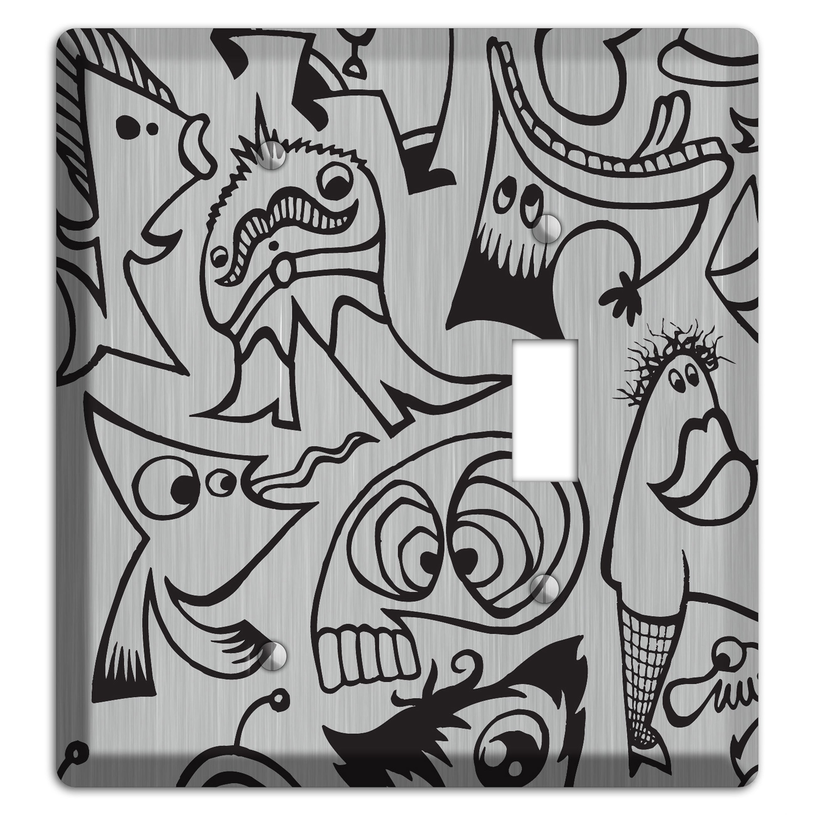 Whimsical Faces 2  Stainless Blank / Toggle Wallplate