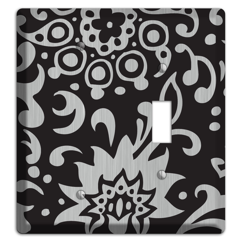 Black Boteh Stainless Steel Blank / Toggle Wallplate