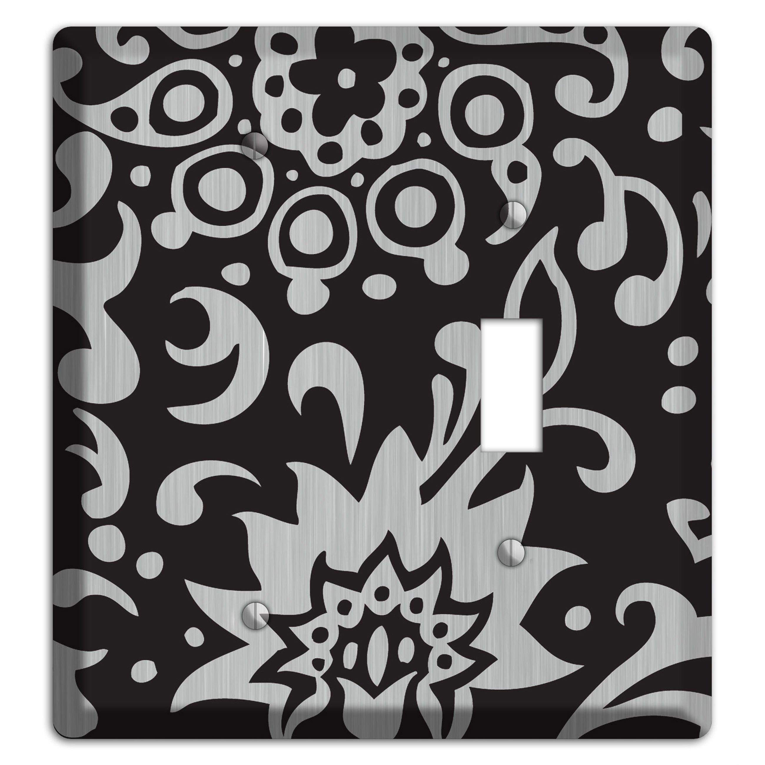 Black Boteh  Stainless Blank / Toggle Wallplate