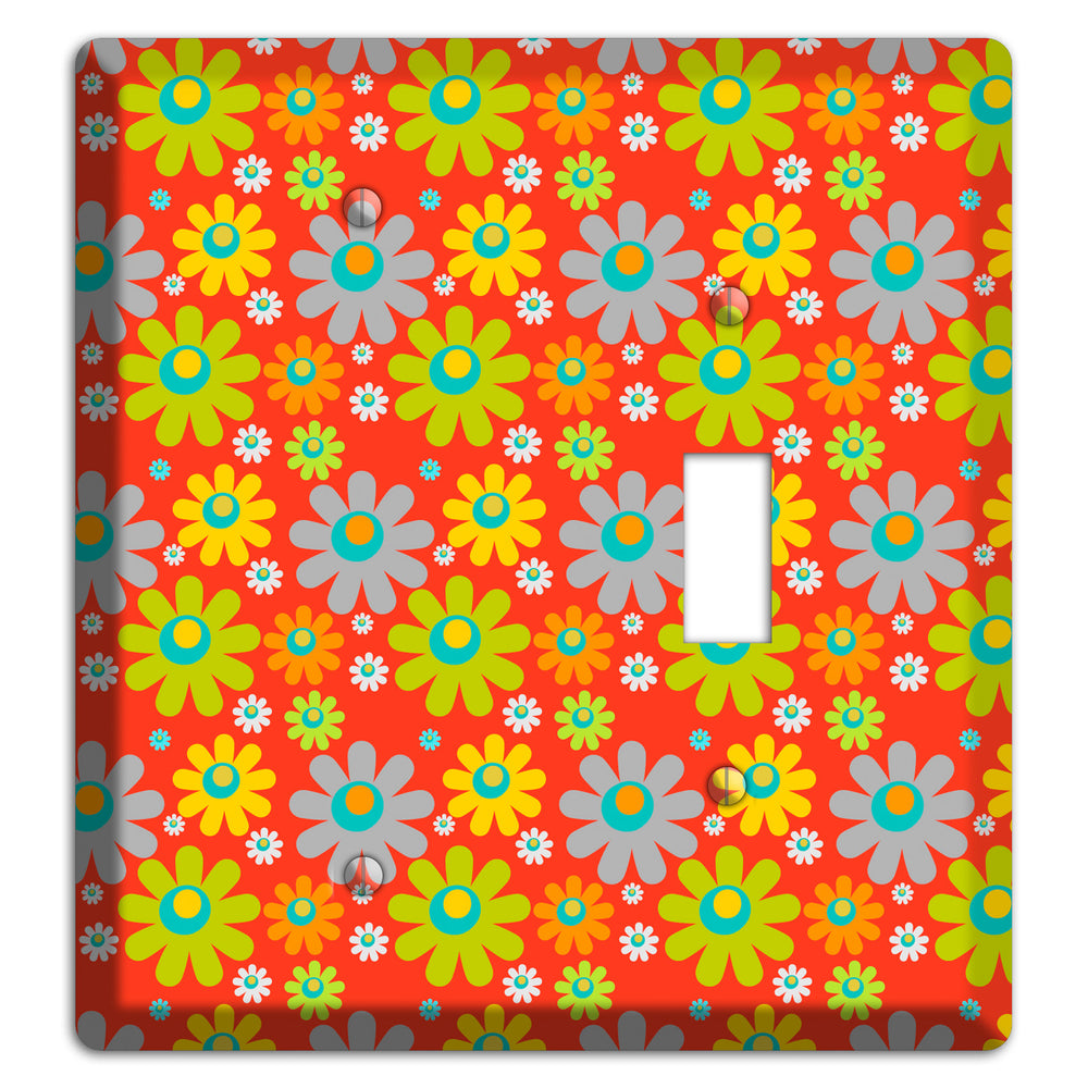 Orange and Yellow Flower Power Blank / Toggle Wallplate