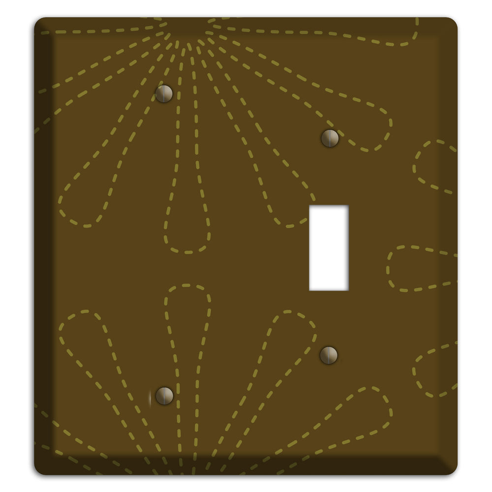 Brown Retro Stipple Floral Contour Blank / Toggle Wallplate