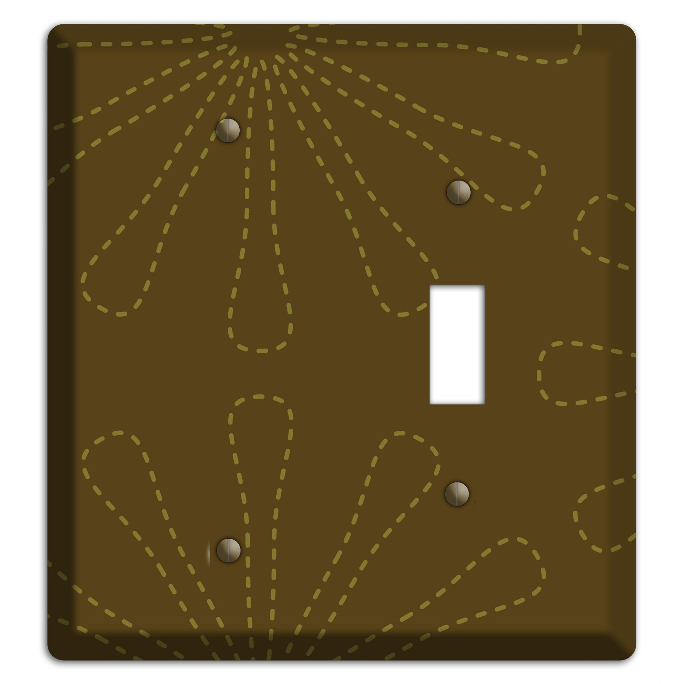 Brown Retro Stipple Floral Contour Blank / Toggle Wallplate