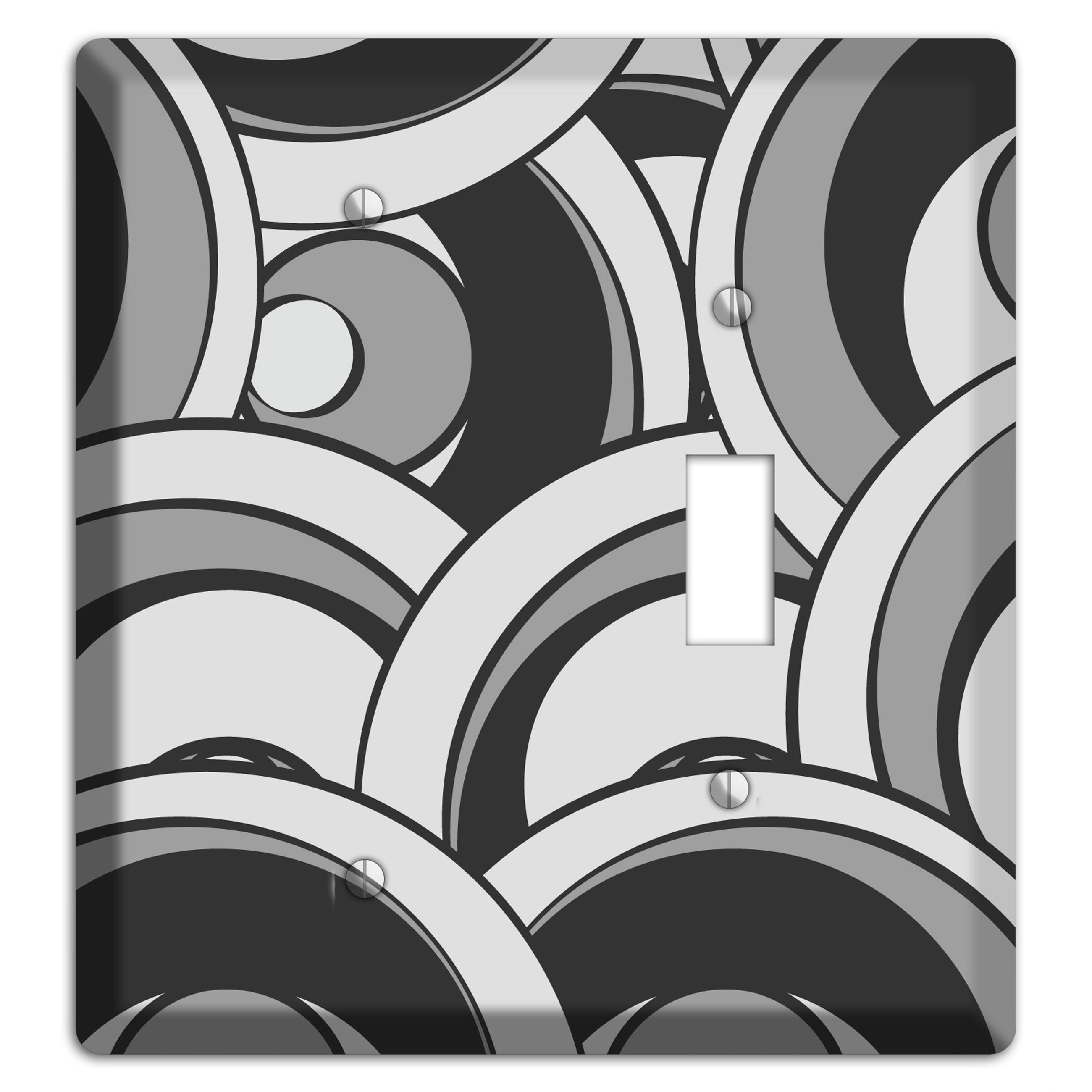 Black and Grey Deco Circles Blank / Toggle Wallplate