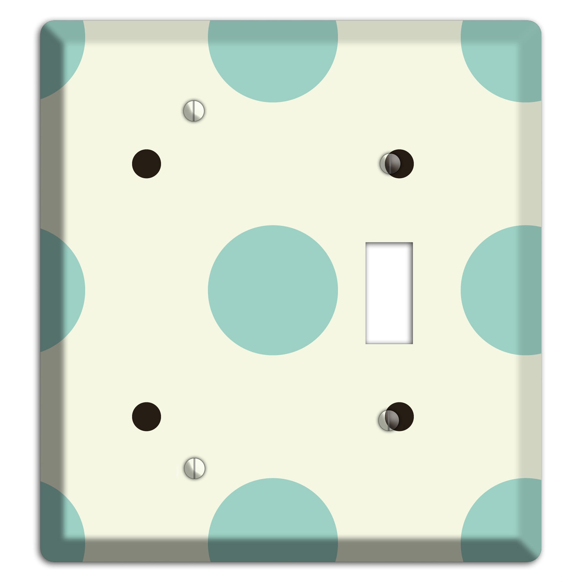 Soft Green with Aqua and Black Multi Tiled Medium Dots Blank / Toggle Wallplate