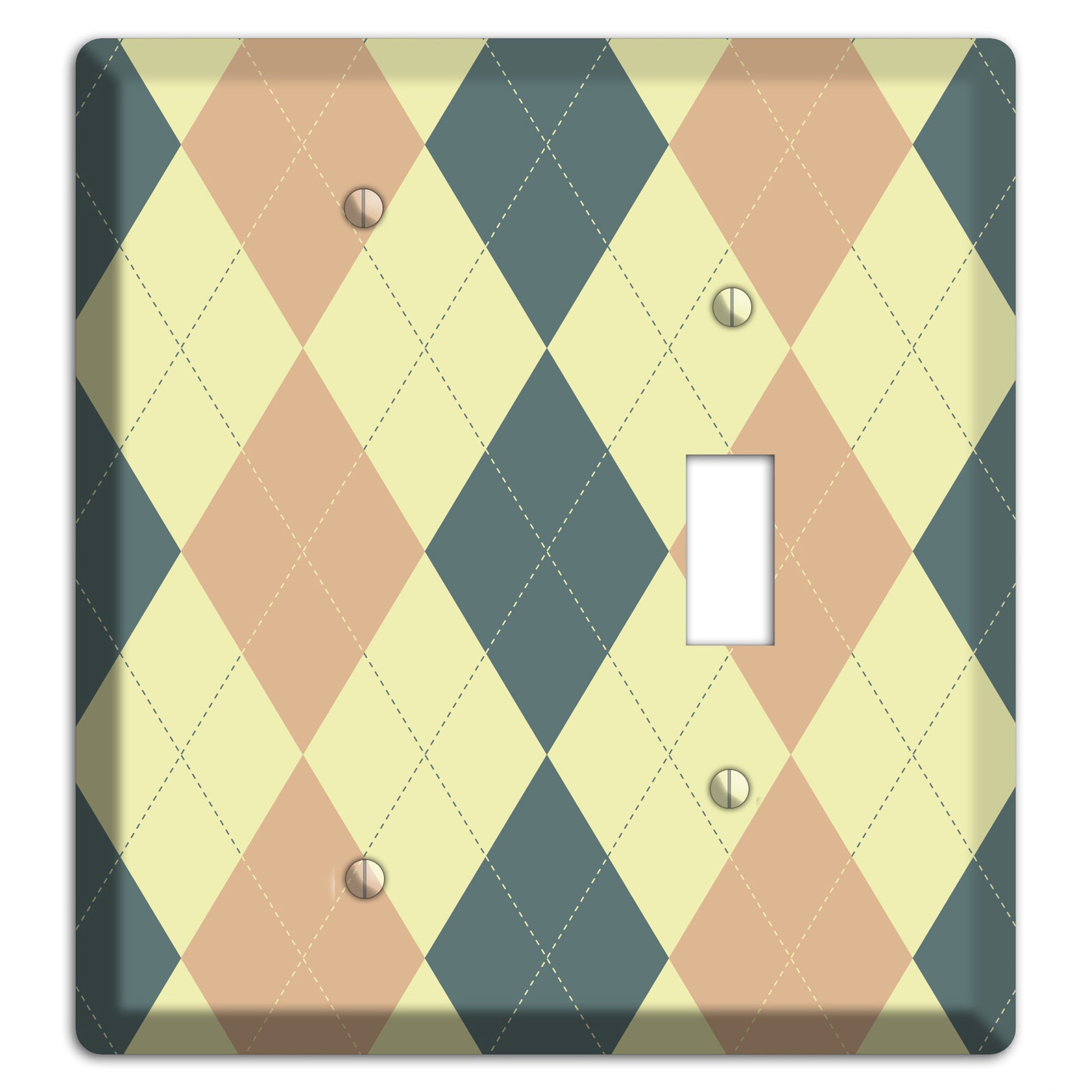 Yellow and Beige Argyle Blank / Toggle Wallplate