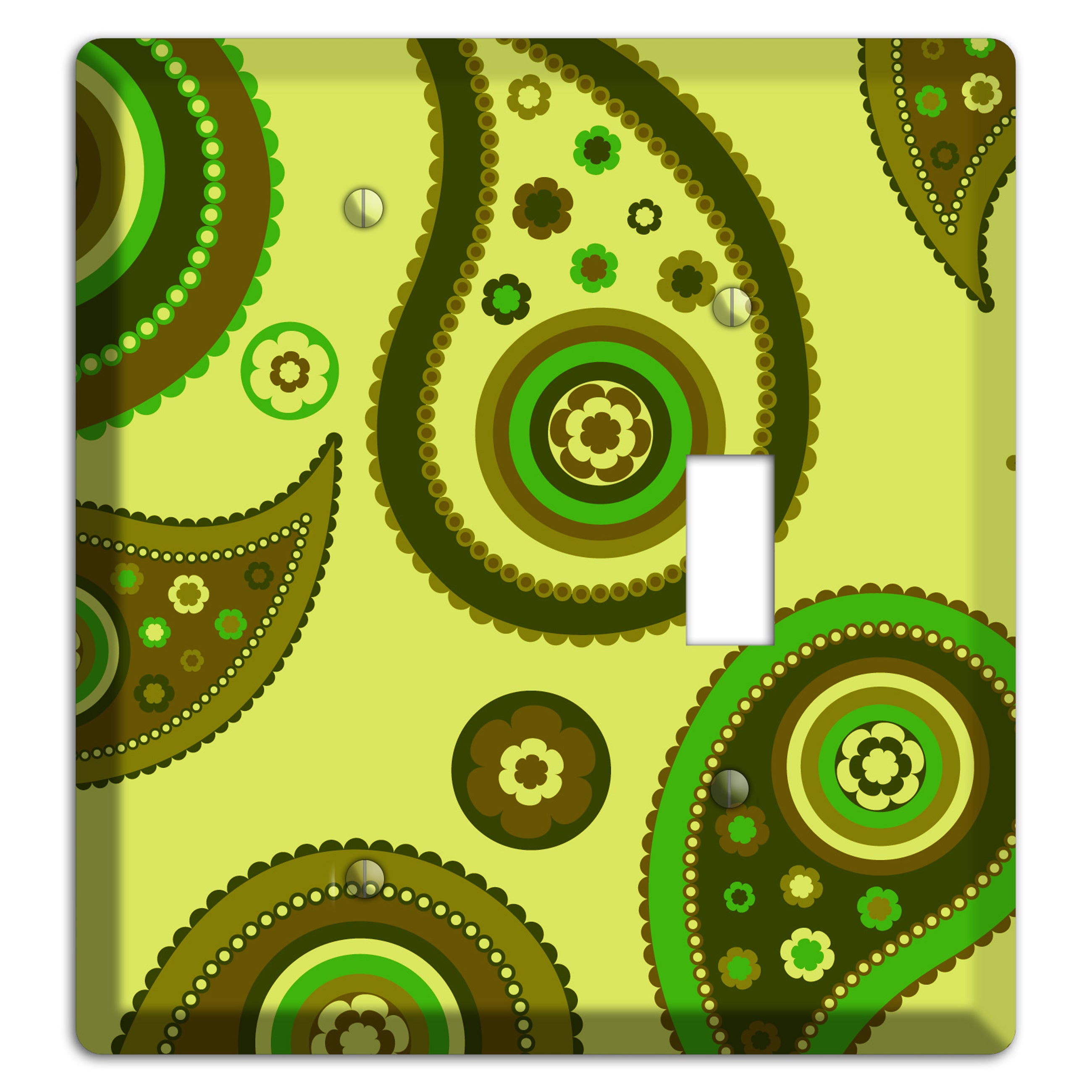 Bright Green Paisley Blank / Toggle Wallplate