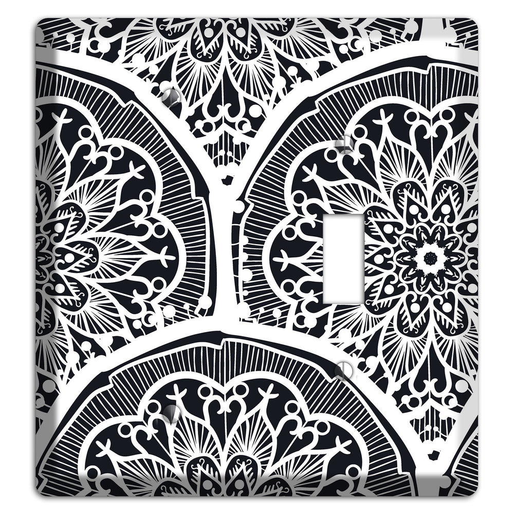 Mandala Black and White Style O Cover Plates Blank / Toggle Wallplate