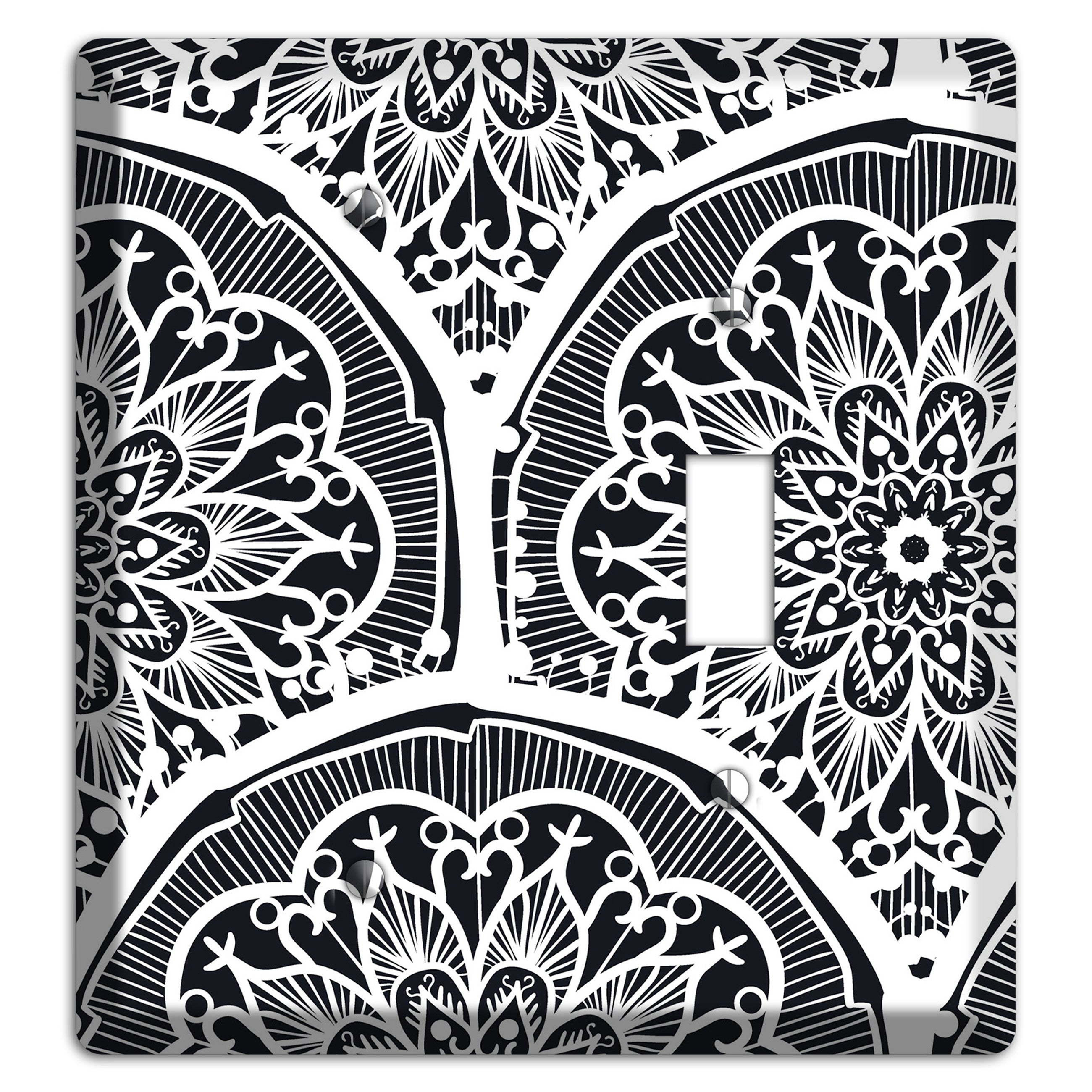 Mandala Black and White Style O Cover Plates Blank / Toggle Wallplate