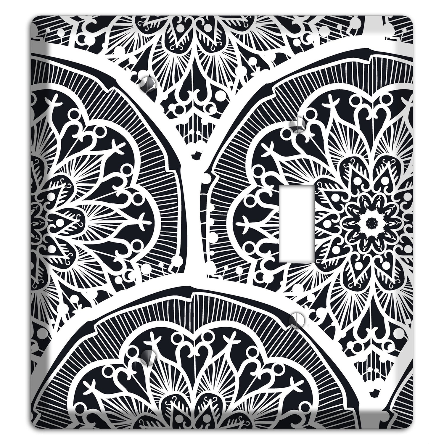 Mandala Black and White Style O Cover Plates Blank / Toggle Wallplate
