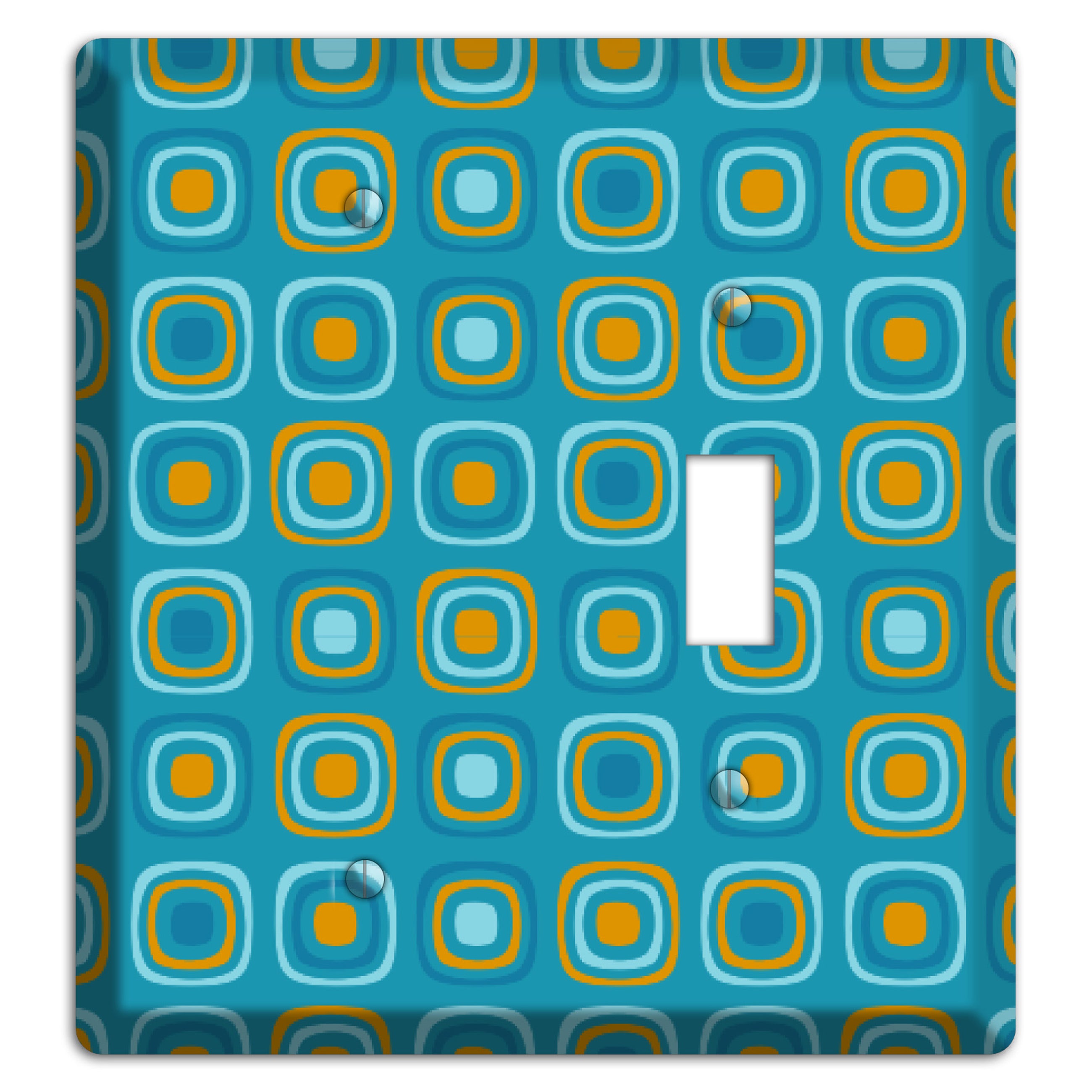 Teal and Mustard Rounded Squares Blank / Toggle Wallplate