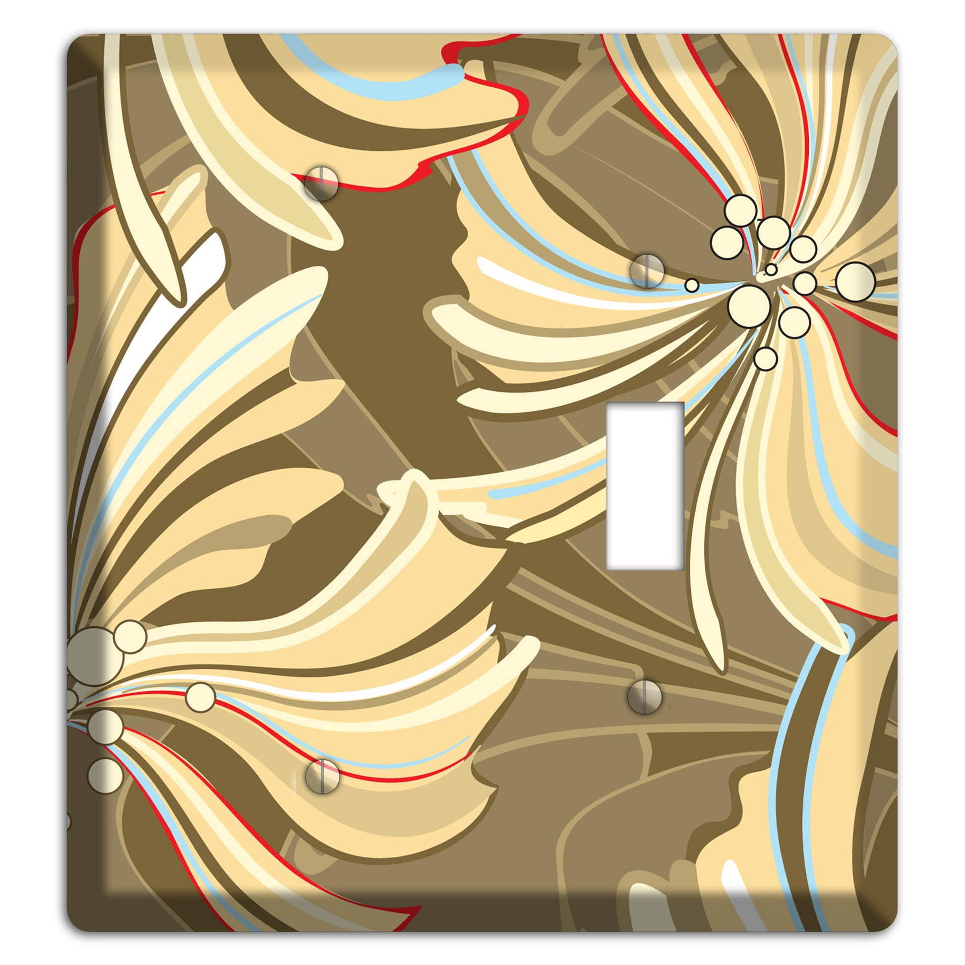 Brown Deco Blossoms Blank / Toggle Wallplate