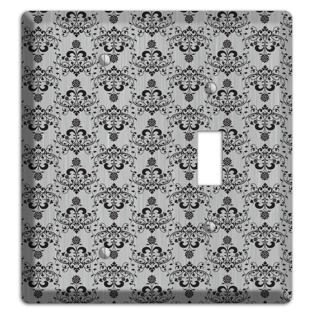 Black Cartouche Half Drop Stainless Steel Blank / Toggle Wallplate