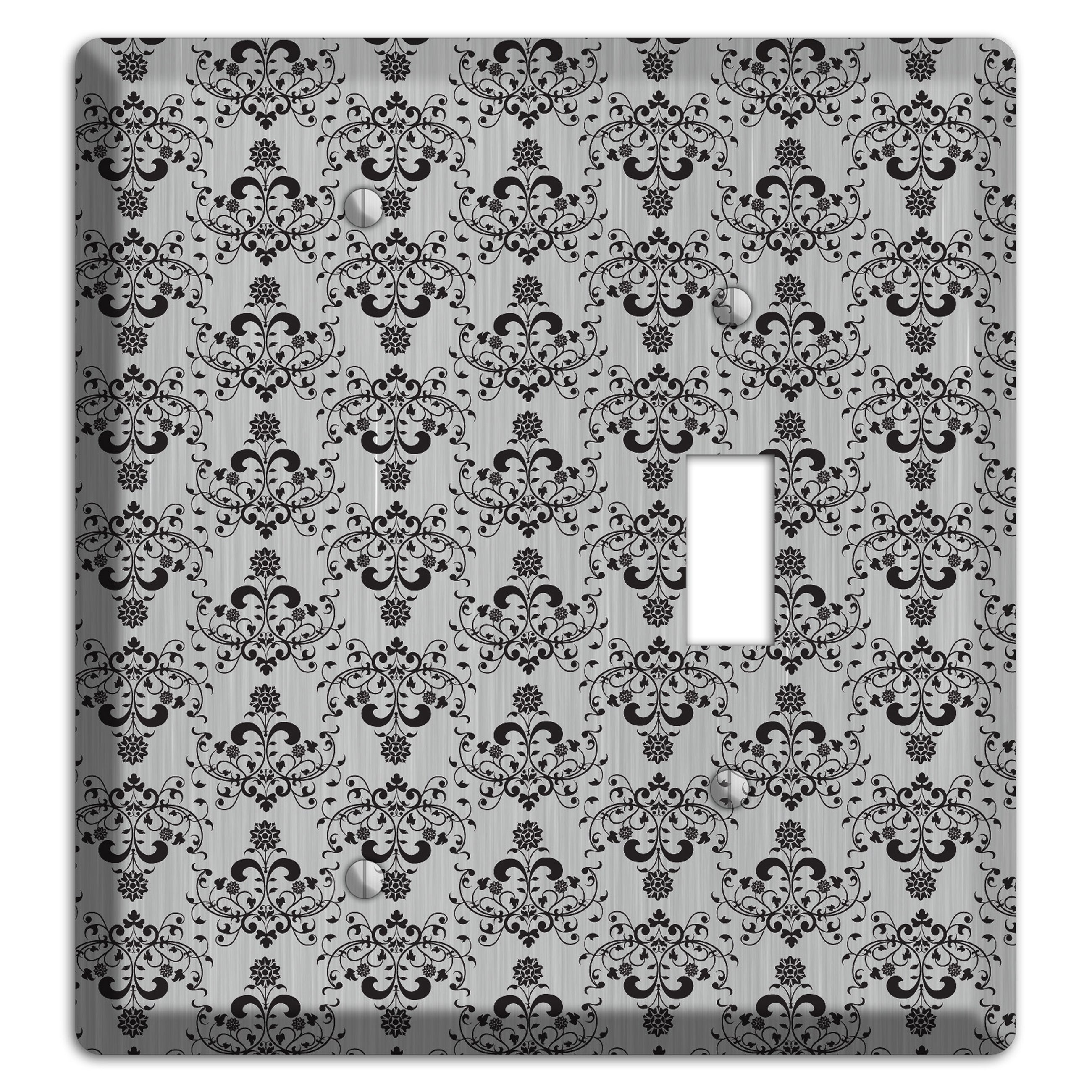 Black Cartouche Half Drop  Stainless Blank / Toggle Wallplate