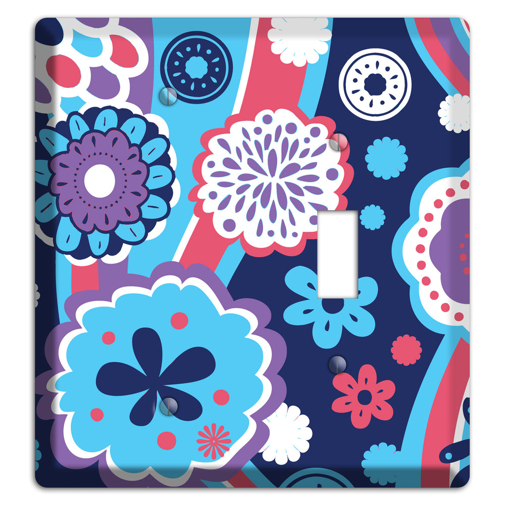 Blue Purple and Pink Retro Suzani Blank / Toggle Wallplate