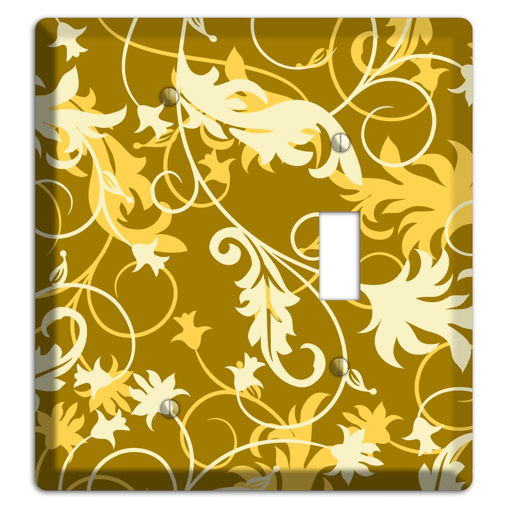 Brown and Tan Victorian Sprig Blank / Toggle Wallplate