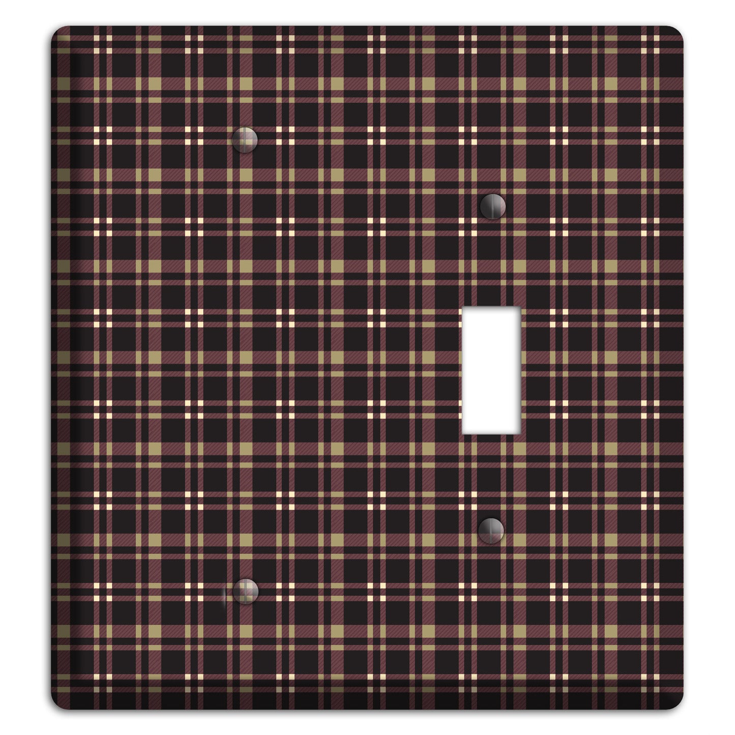 Dark Brown Plaid Blank / Toggle Wallplate