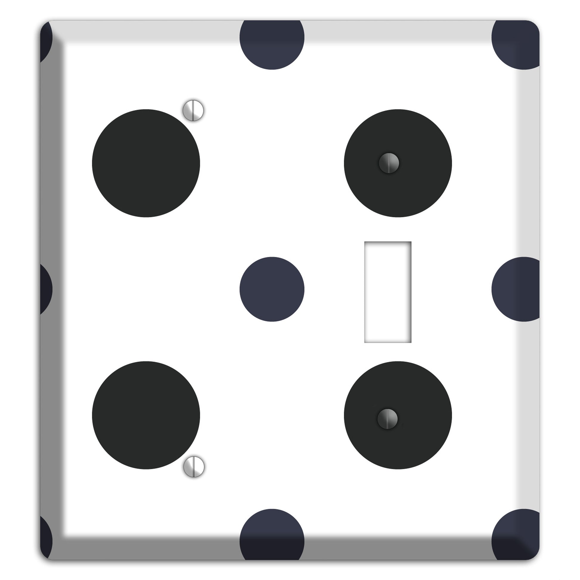 Black Multi Medium Polka Dots Blank / Toggle Wallplate
