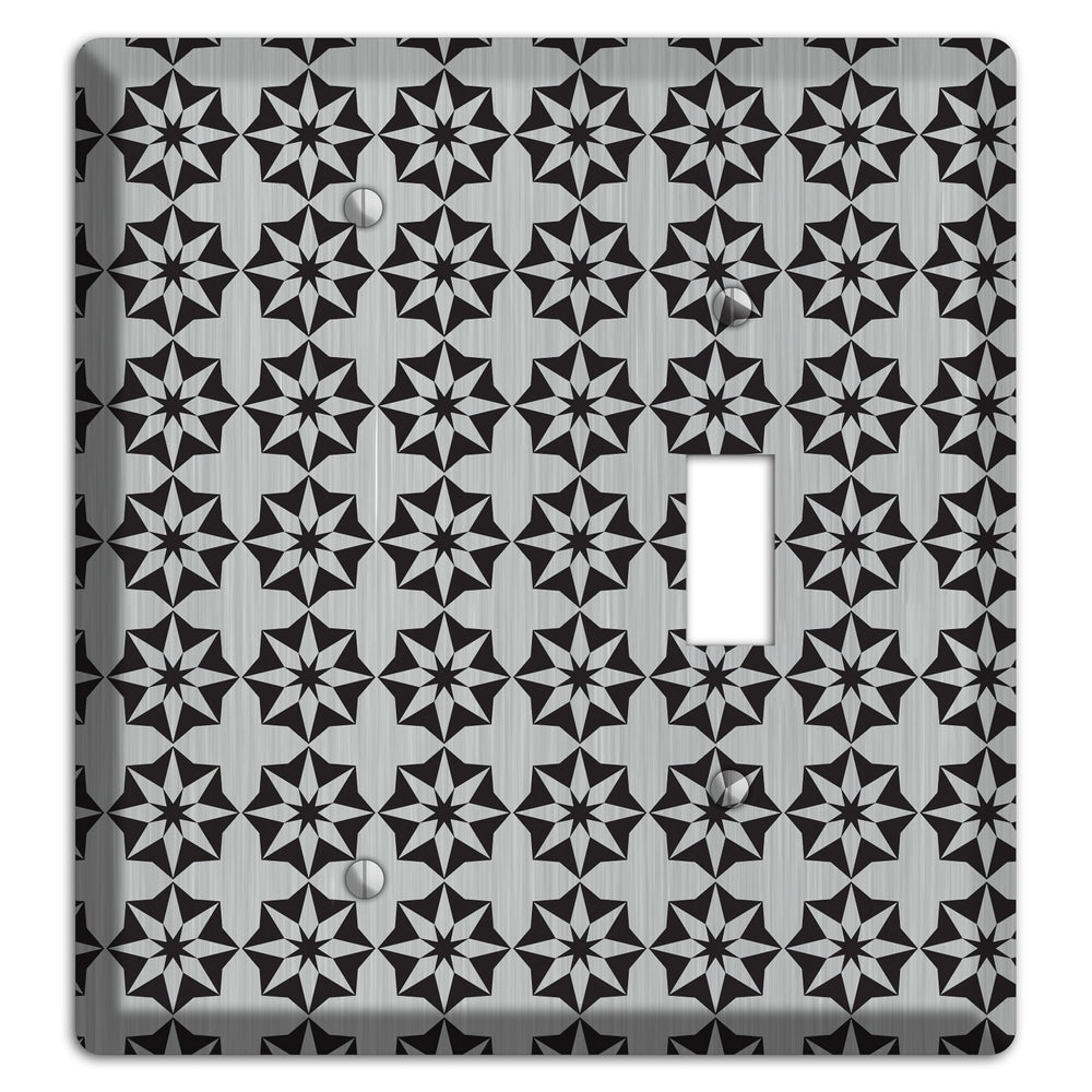 Stainless Steel with Black Foulard Blank / Toggle Wallplate