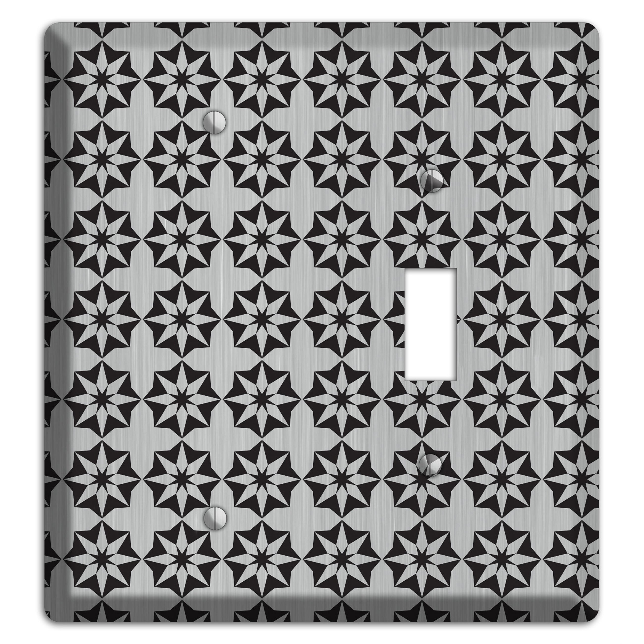 Stainless with Black Foulard Blank / Toggle Wallplate