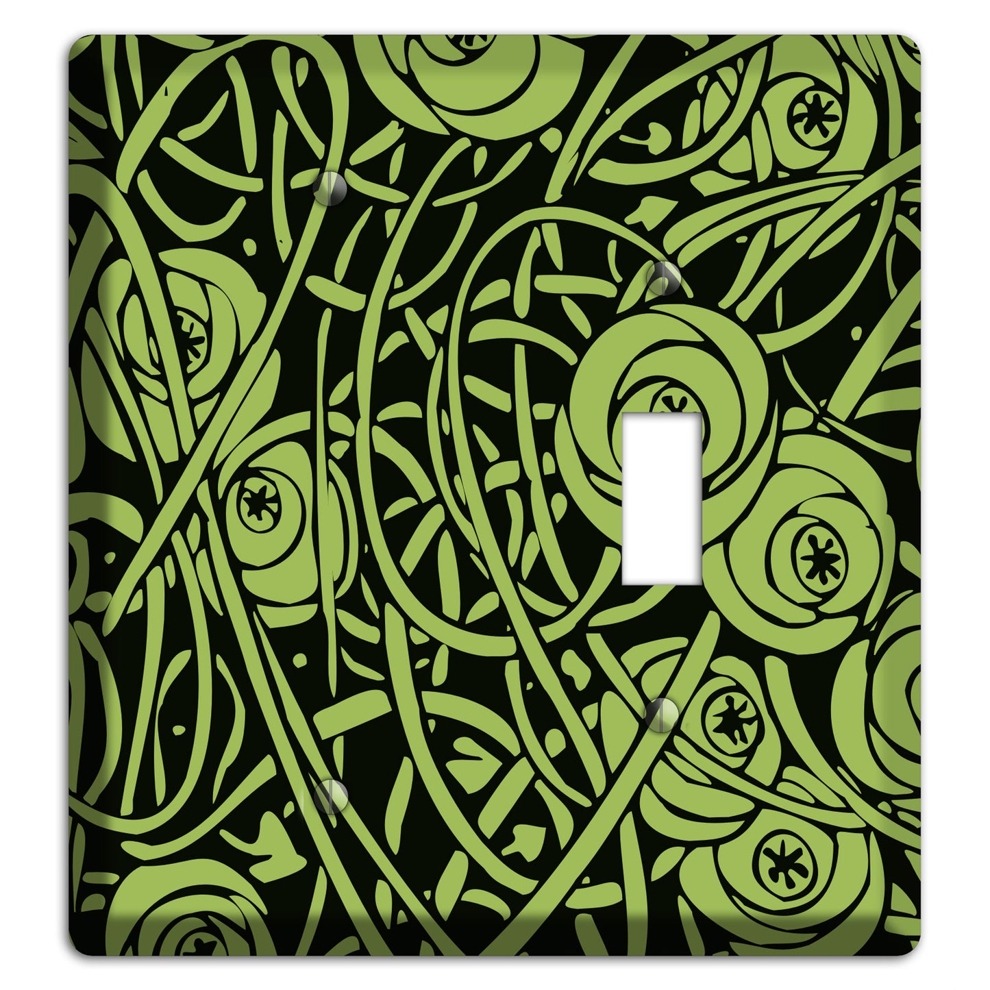 Green Deco Floral Blank / Toggle Wallplate