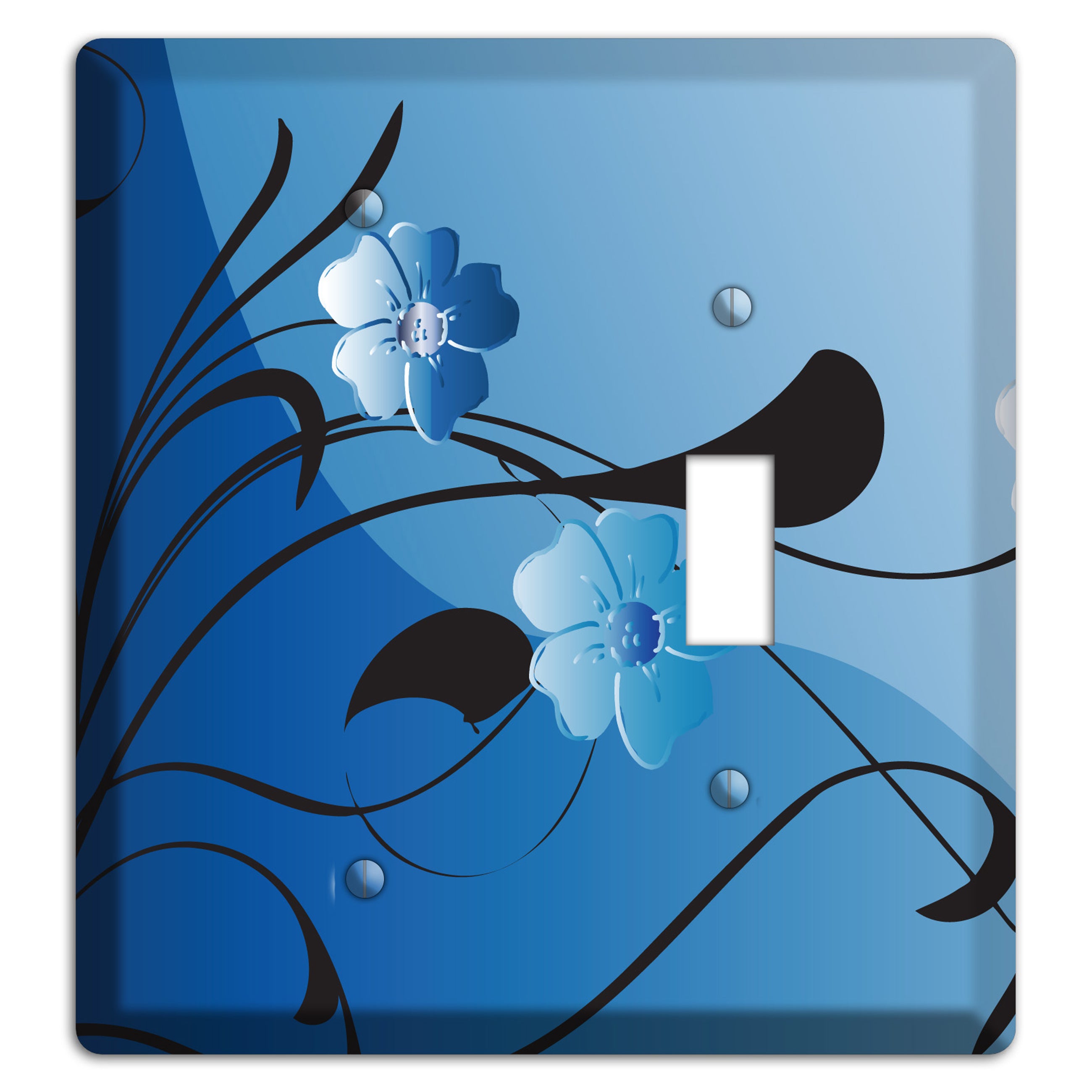 Blue Floral Sprig Blank / Toggle Wallplate