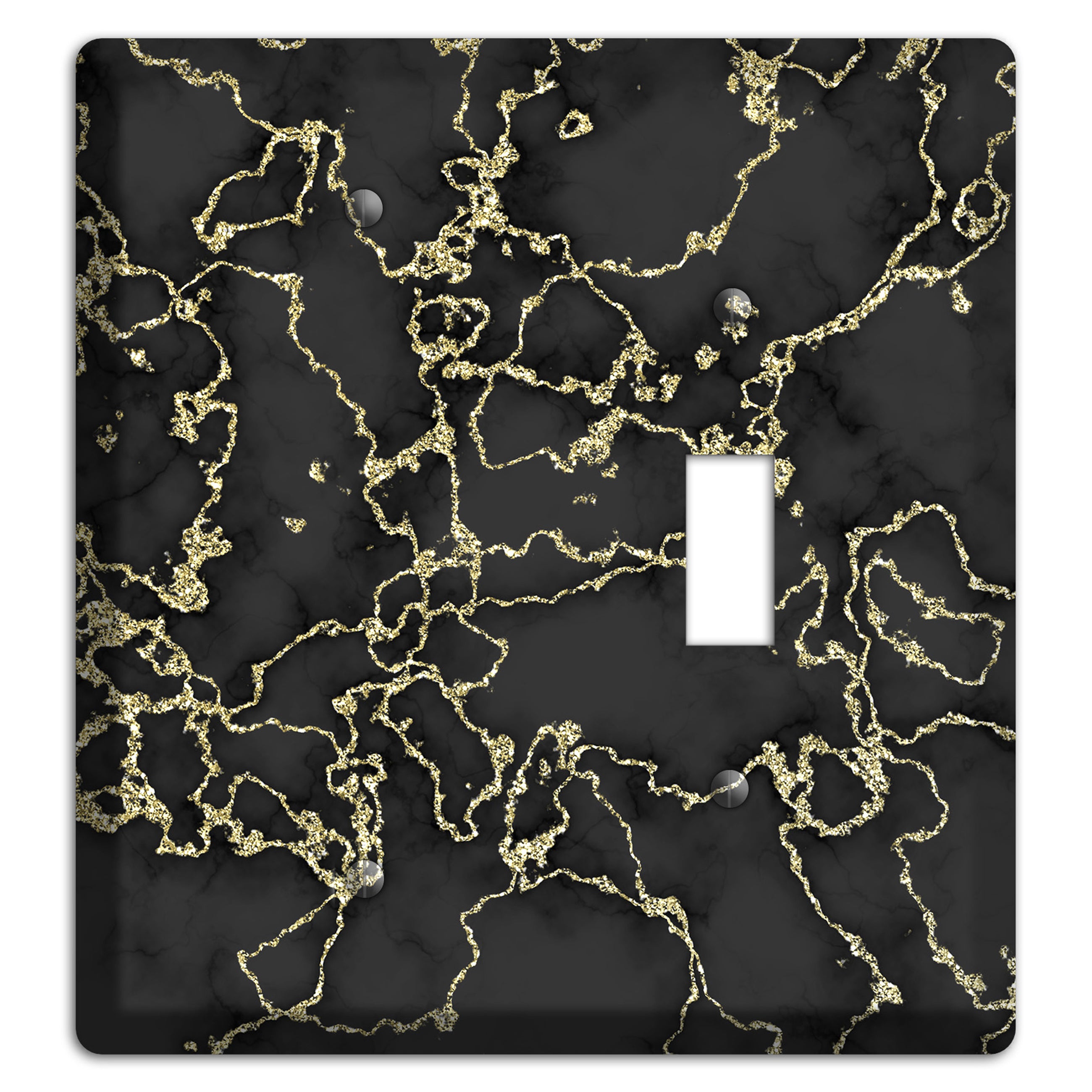Black and Gold Marble Shatter Blank / Toggle Wallplate