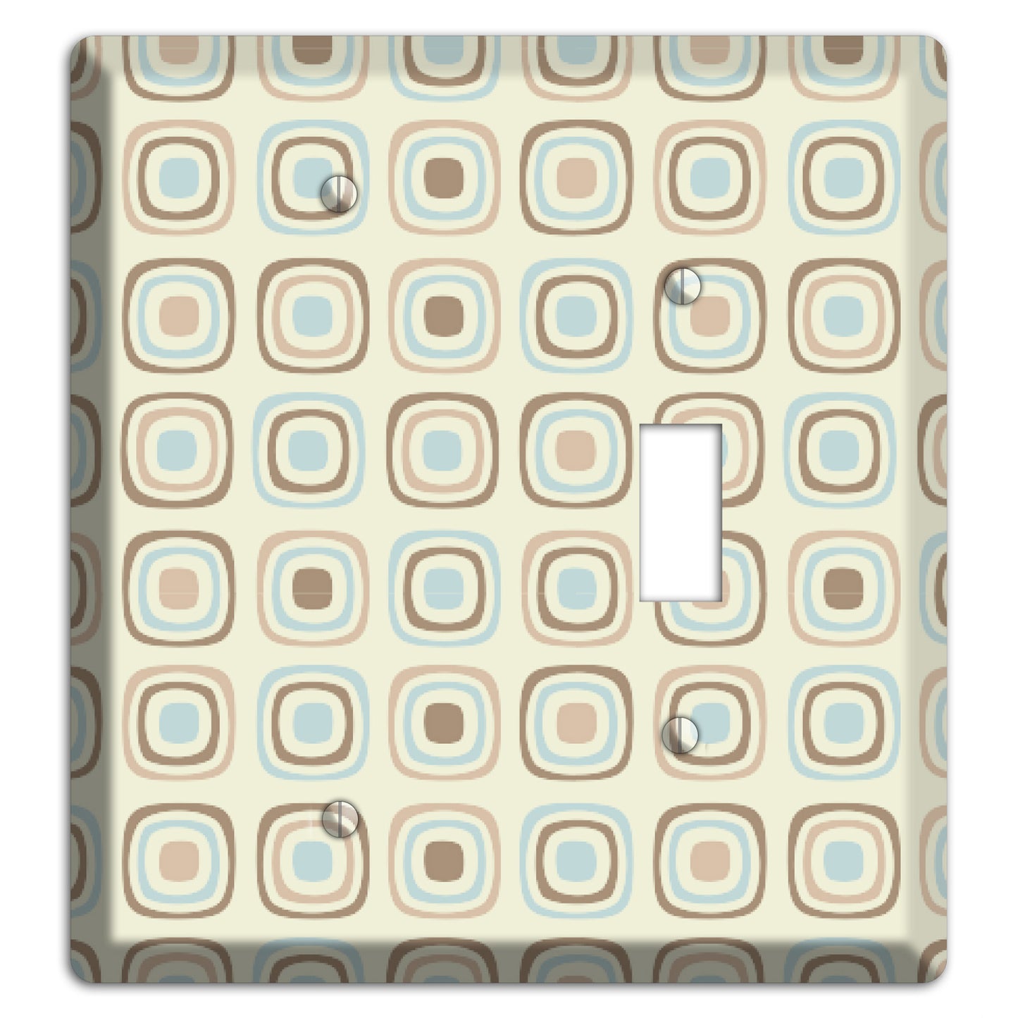 Multi Beige Brown Dusty Blue Retro Squares Blank / Toggle Wallplate