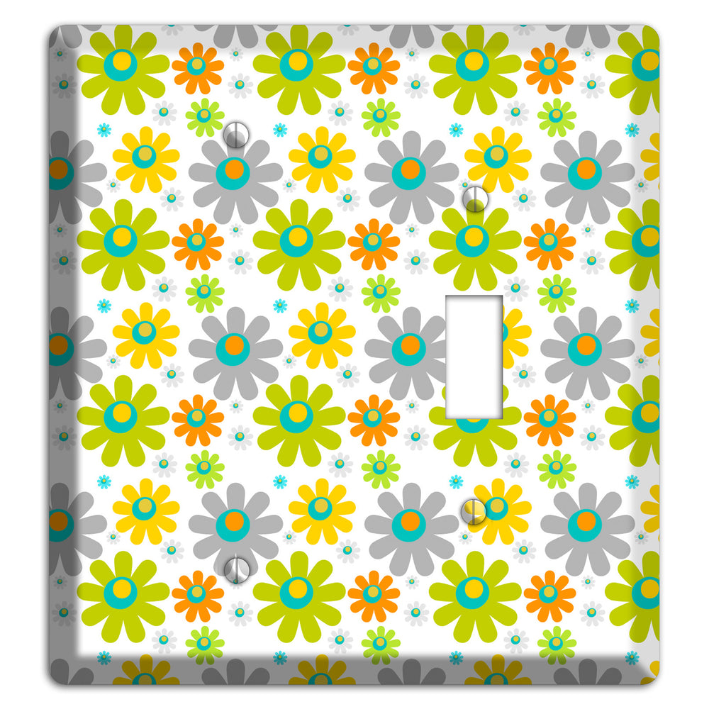 White and Yellow Flower Power Blank / Toggle Wallplate