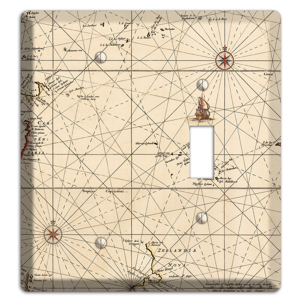Map of New Zealand Blank / Toggle Wallplate