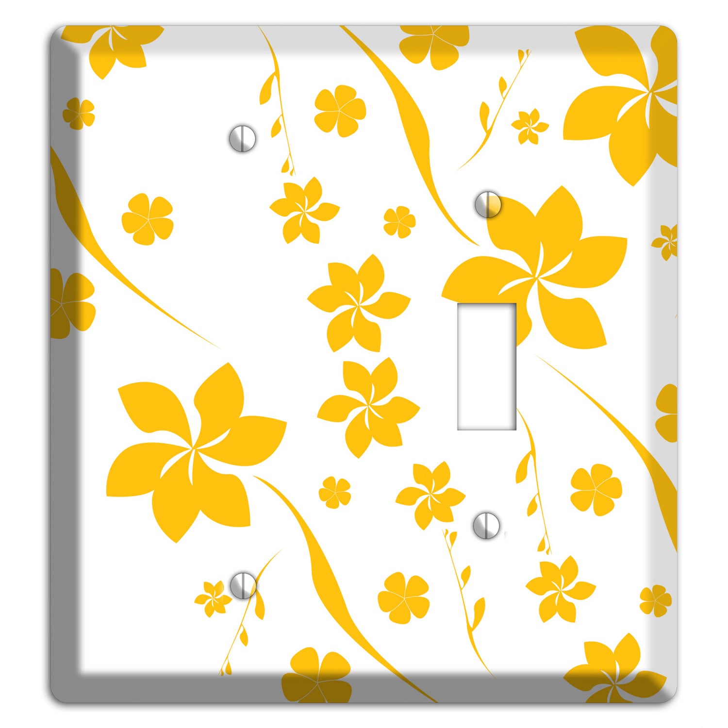 White with Yellow Flower Blank / Toggle Wallplate