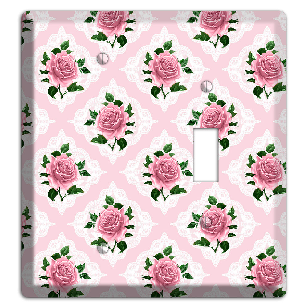 Pink Rose Doily Blank / Toggle Wallplate