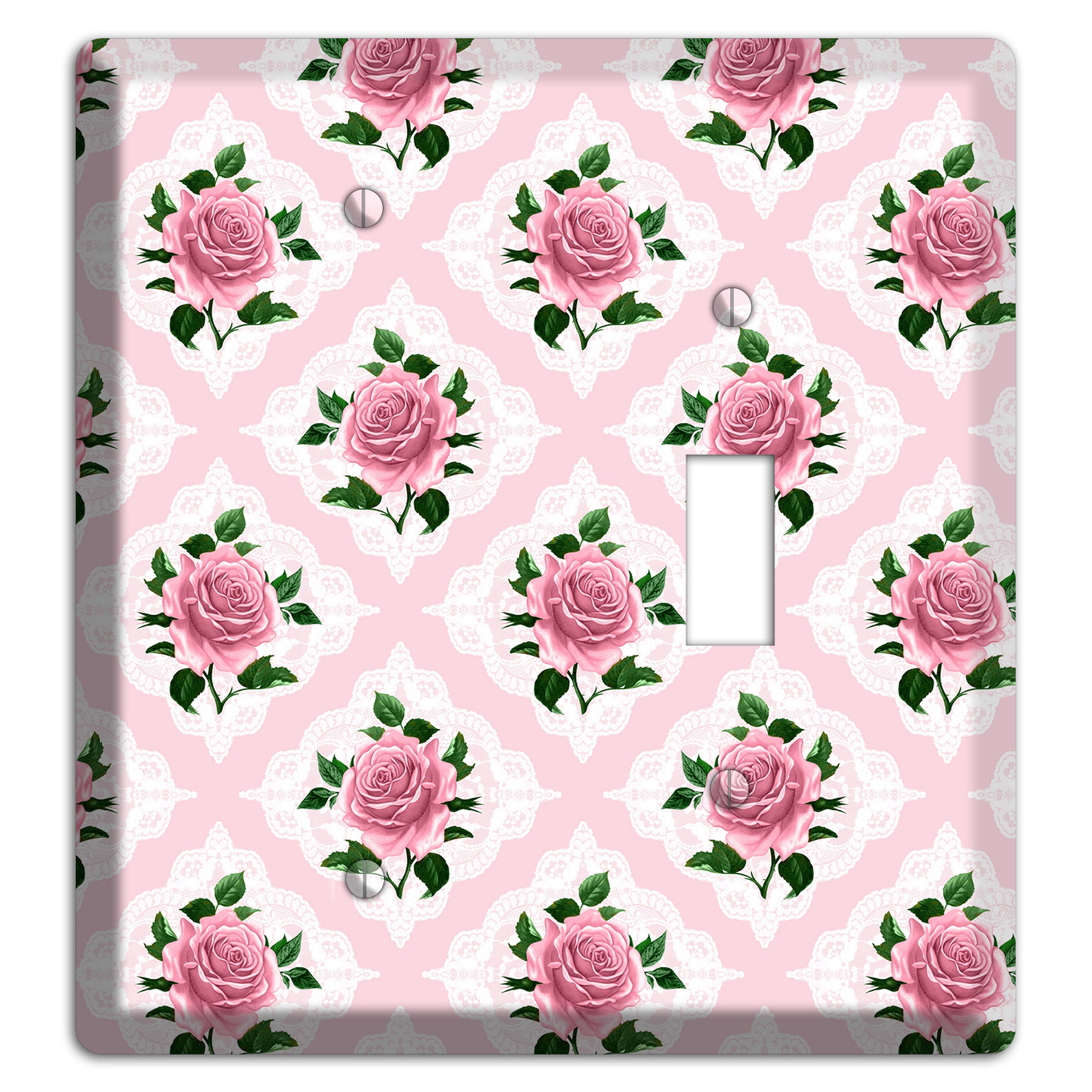 Pink Rose Doily Blank / Toggle Wallplate