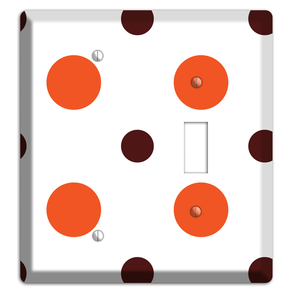 Coral and Brown Multi Medium Polka Dots 2 Blank / Toggle Wallplate