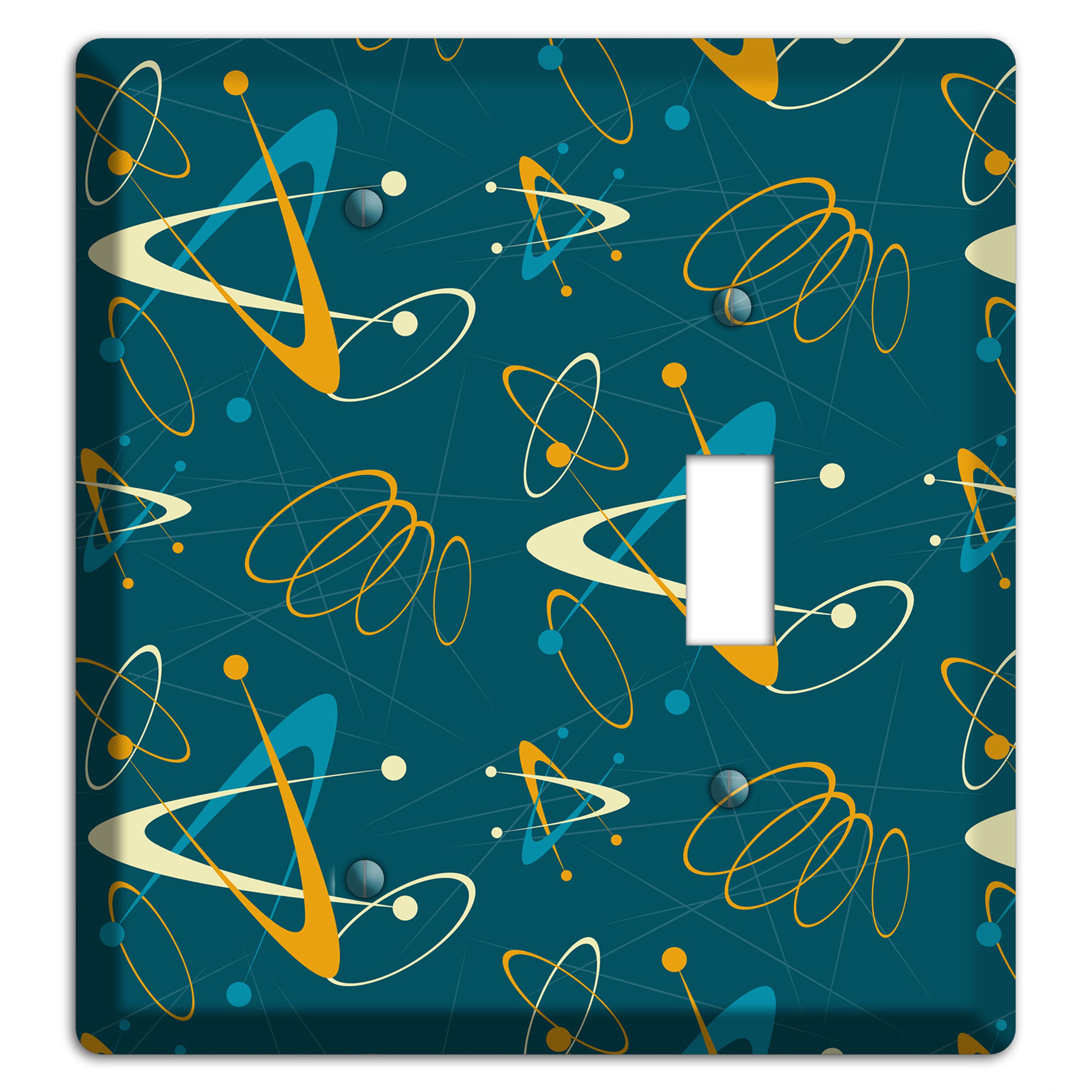 Mustard and Blue Atomic Blank / Toggle Wallplate