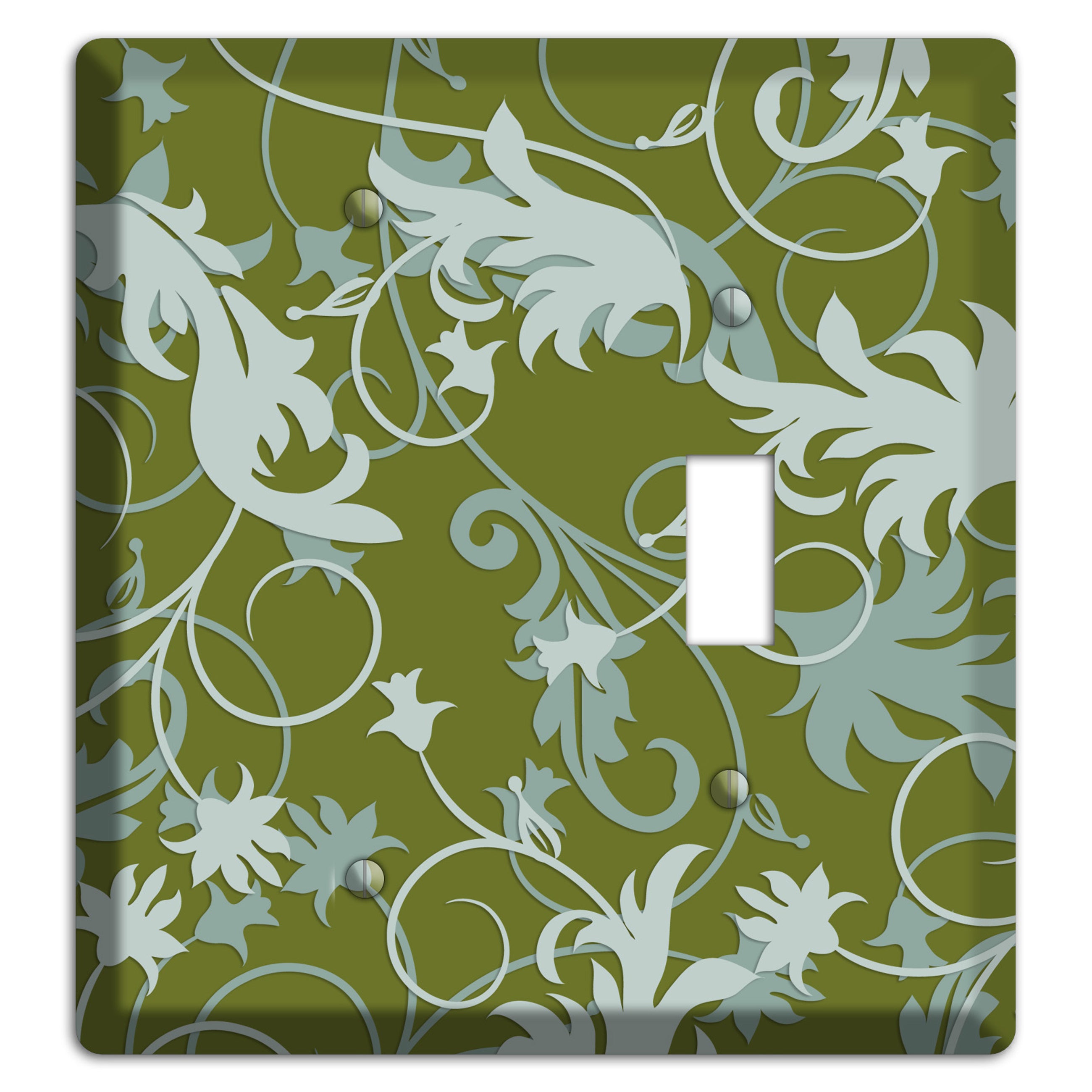 Green and Beige Victorian Sprig Blank / Toggle Wallplate