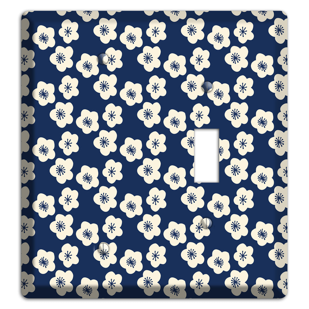Navy Blossoms Blank / Toggle Wallplate