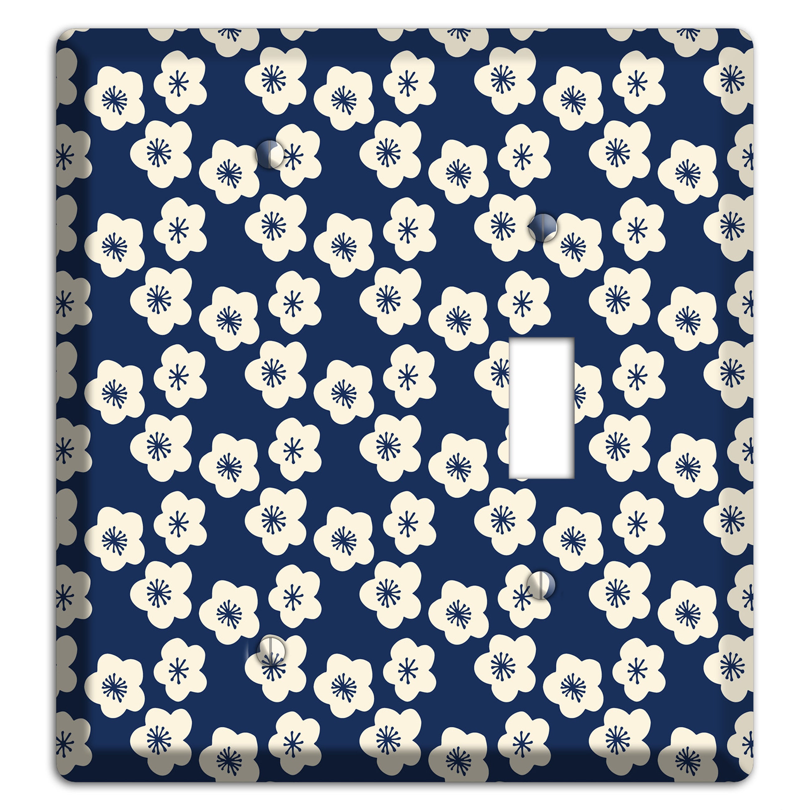 Navy Blossoms Blank / Toggle Wallplate