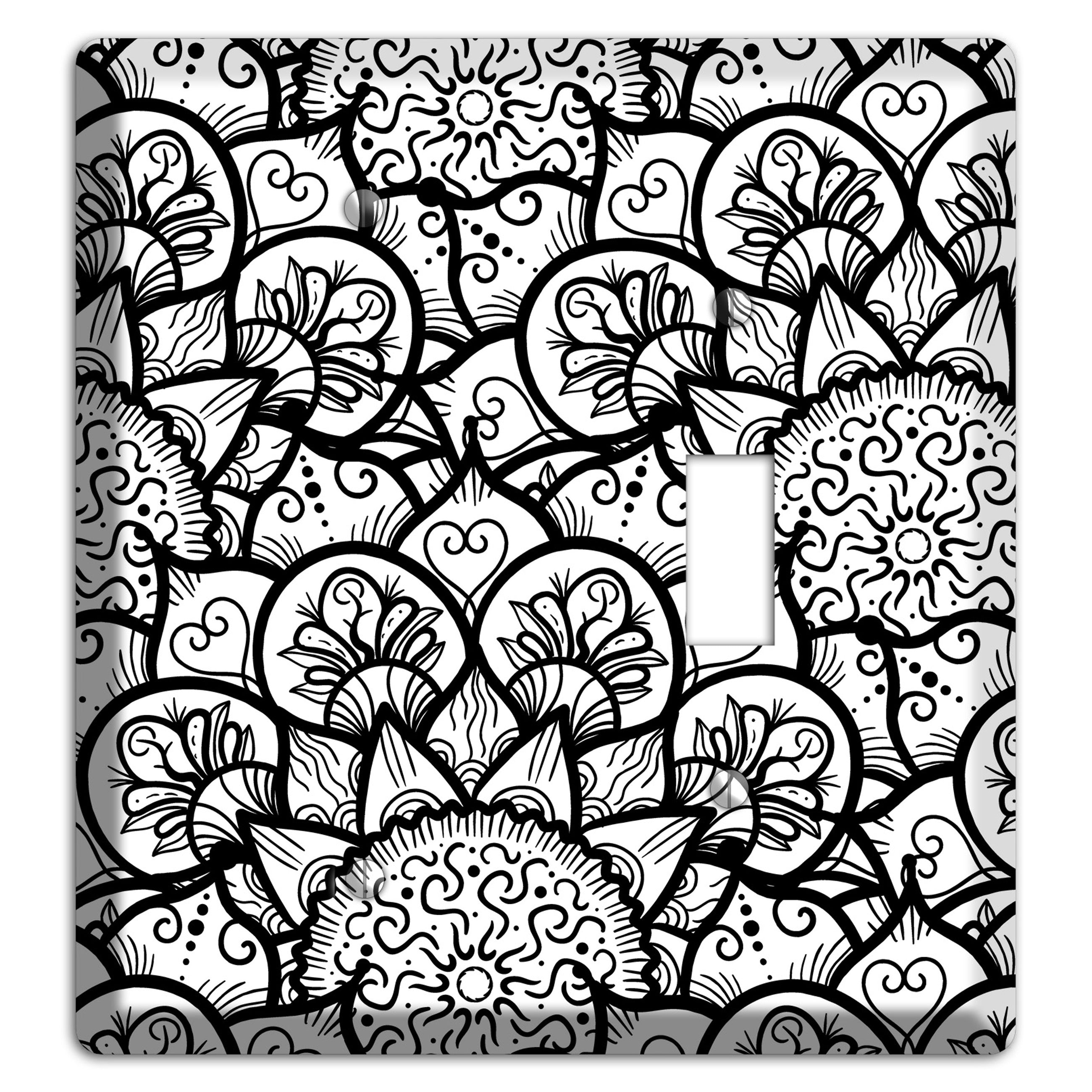 Mandala Black and White Style N Cover Plates Blank / Toggle Wallplate