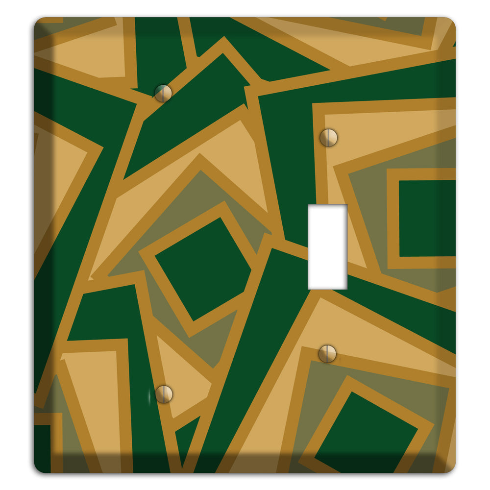 Green and Beige Retro Cubist Blank / Toggle Wallplate