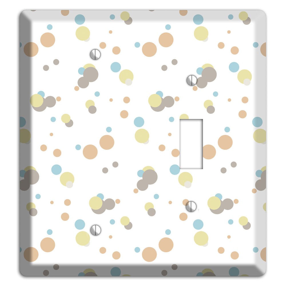 White with Soft Sage Blue and Umber Small Dots Blank / Toggle Wallplate