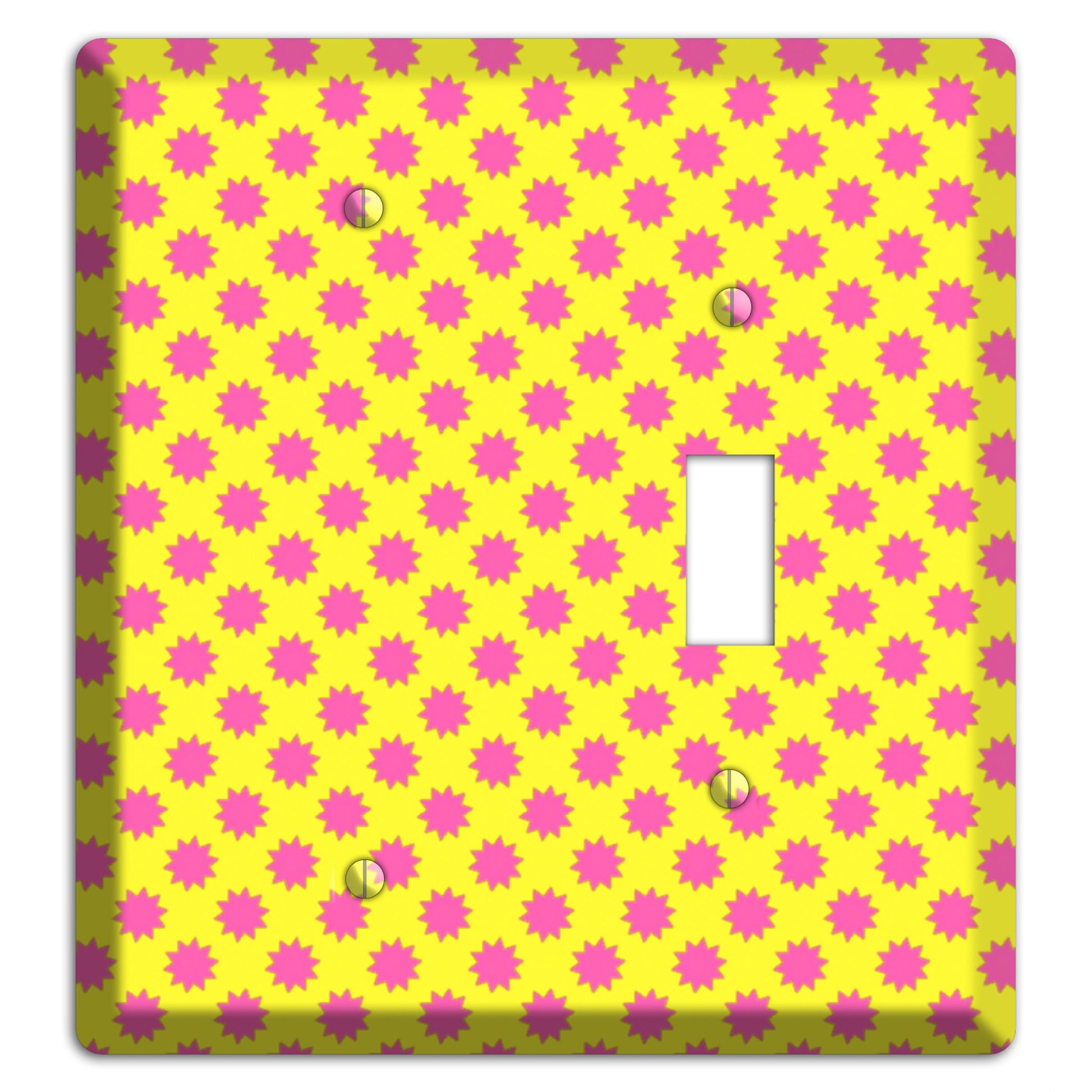Yellow with Pink Burst Blank / Toggle Wallplate