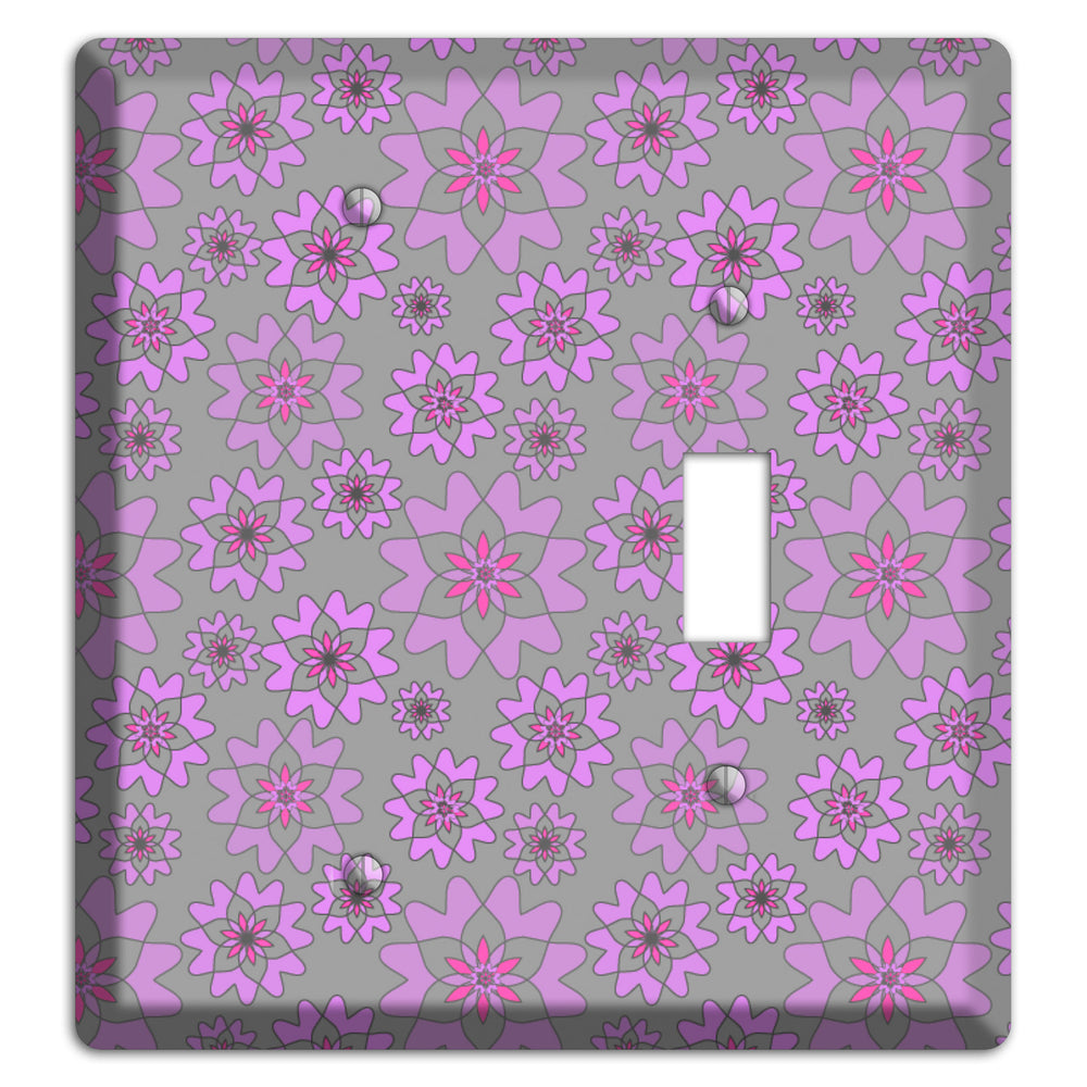 Grey with Purple Retro Suzani Blank / Toggle Wallplate