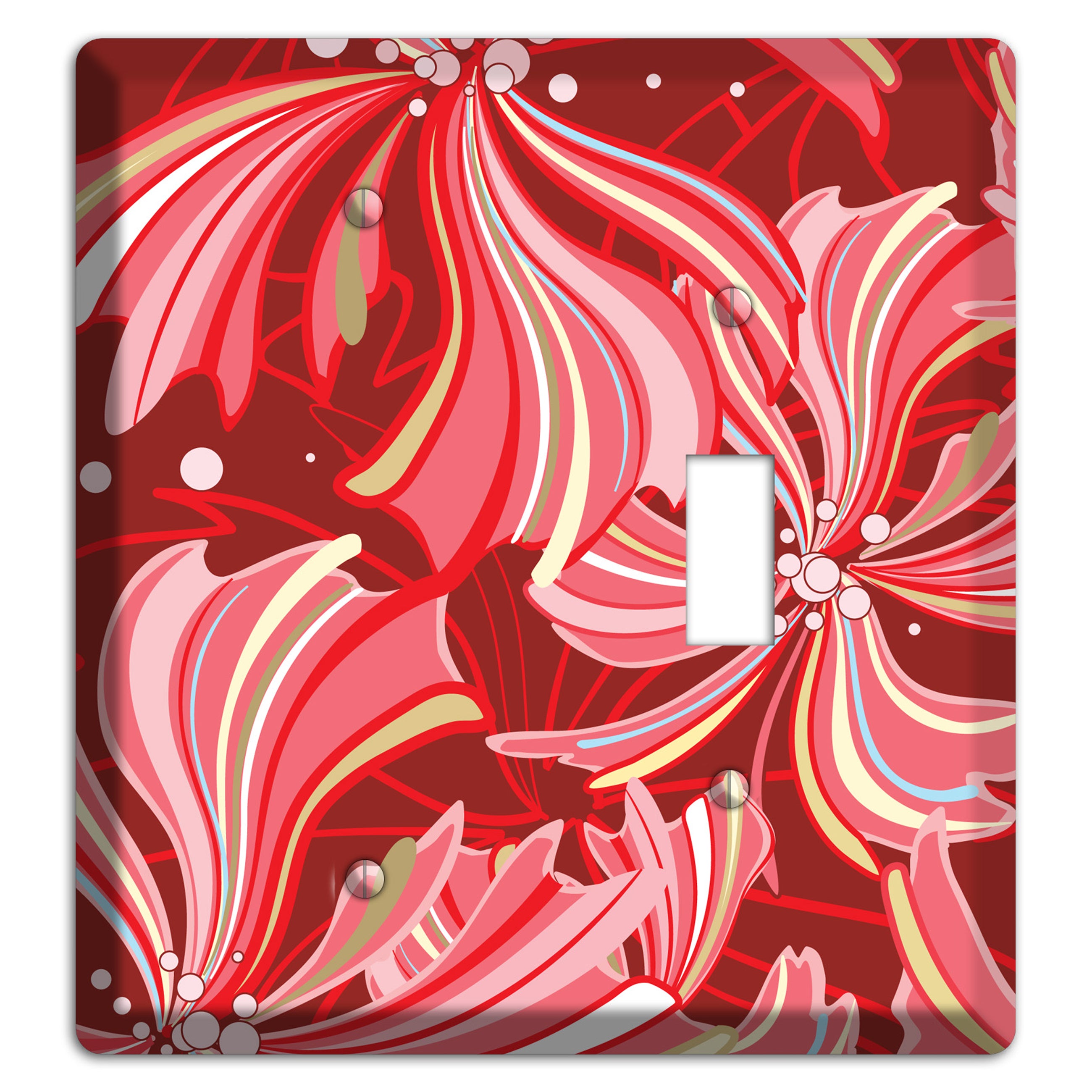 Red Deco Blossoms Blank / Toggle Wallplate