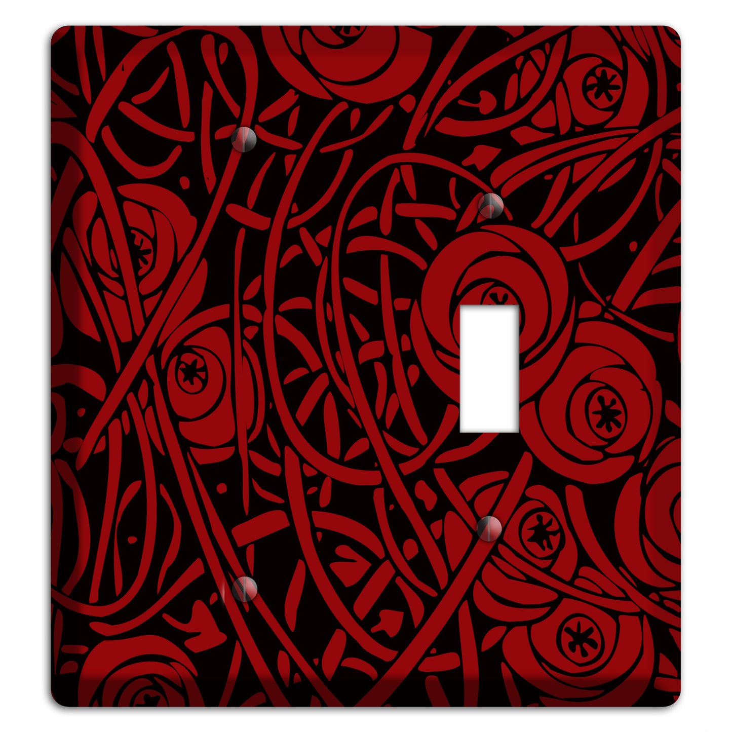 Red Deco Floral Blank / Toggle Wallplate
